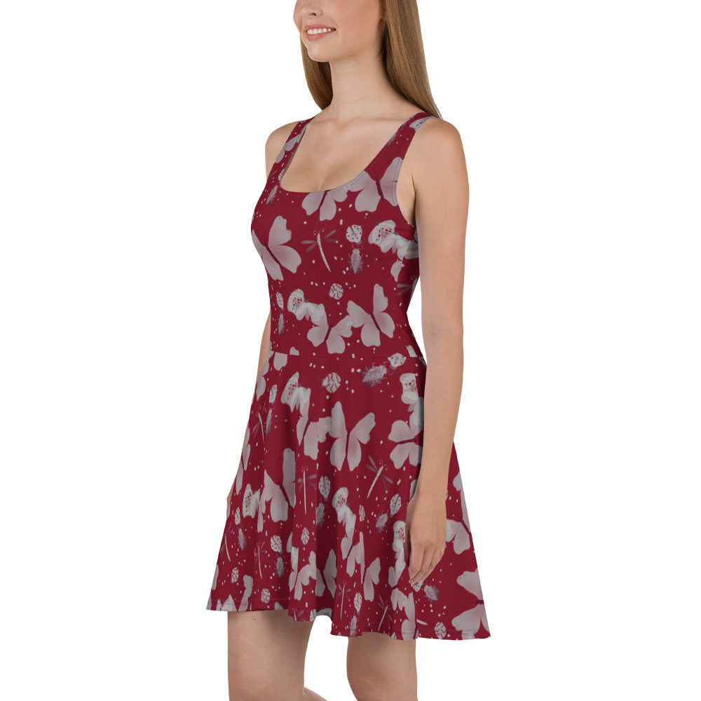 Butterfly Dreams - Skater Dress (Burgundy)