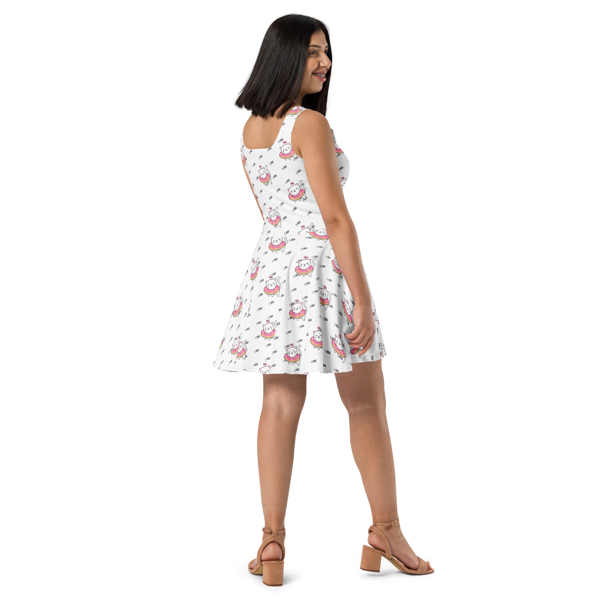 Meow V2 - Skater Dress (white)