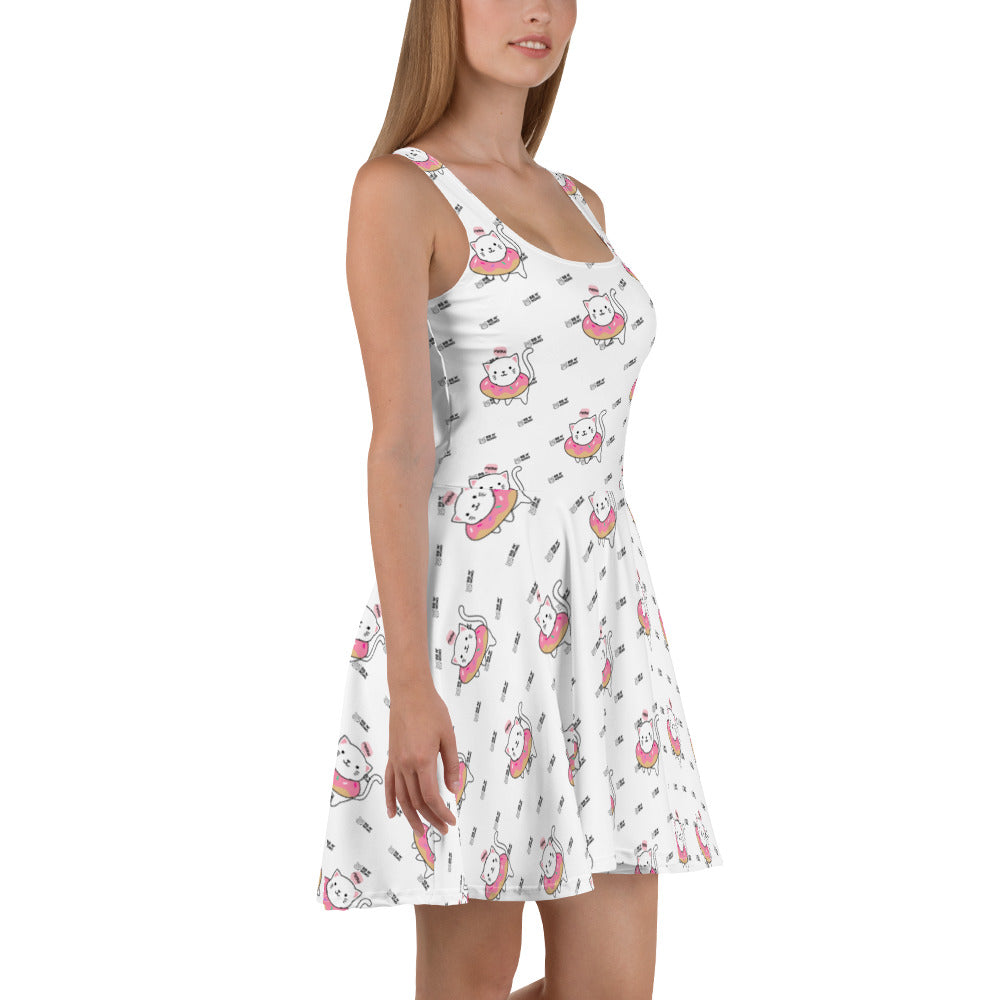 Meow V2 - Skater Dress (white)