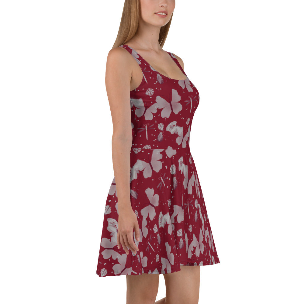 Butterfly Dreams - Skater Dress (Burgundy)