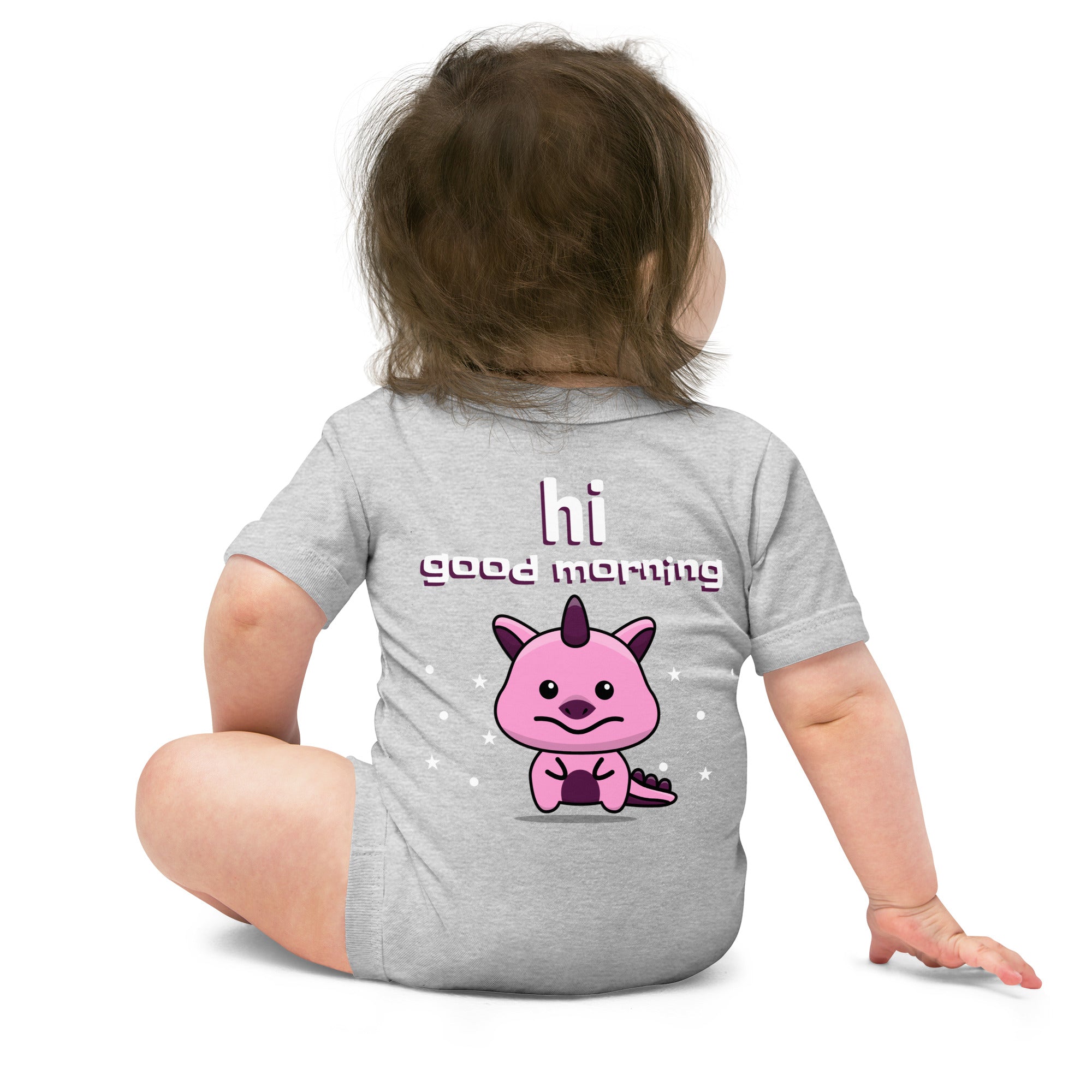 V1 Cute monster - Baby short sleeve one piece (back print)