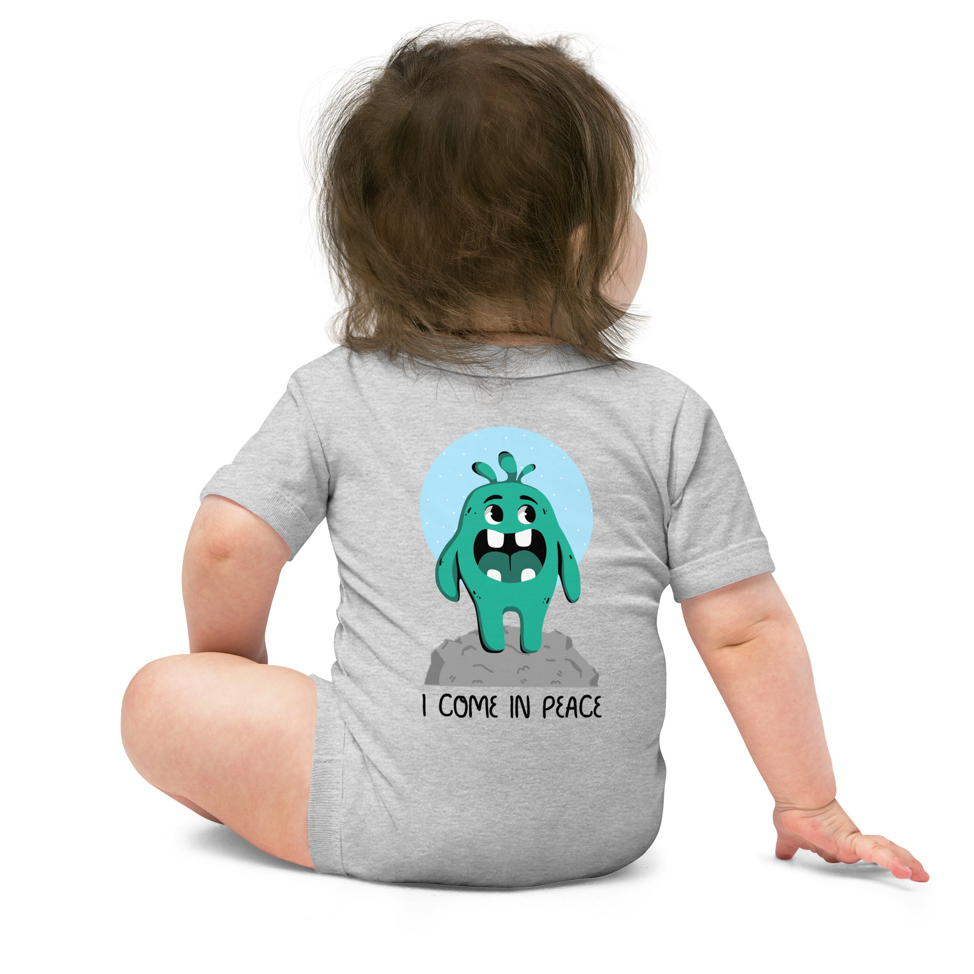 V Cute monster - Baby short sleeve one piece (back print)