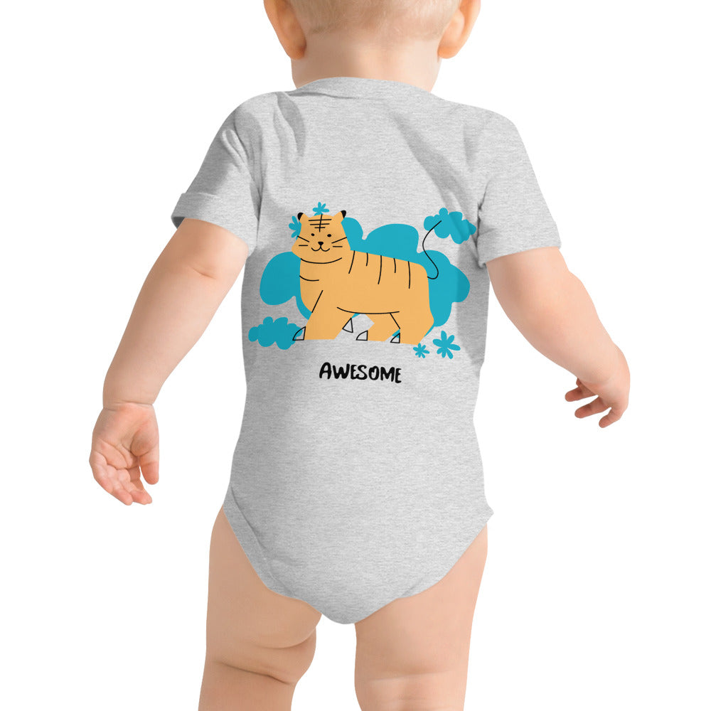 Awesome tiger - Baby short sleeve one piece (back print)