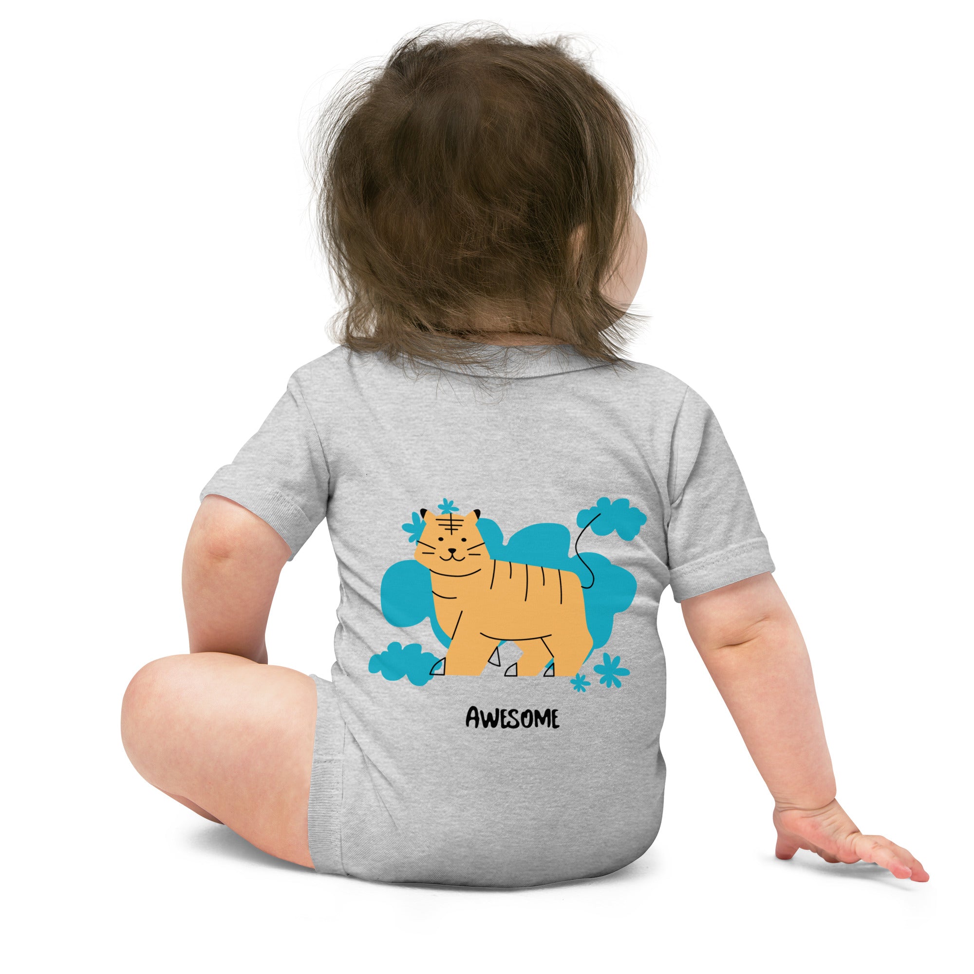 Awesome tiger - Baby short sleeve one piece (back print)