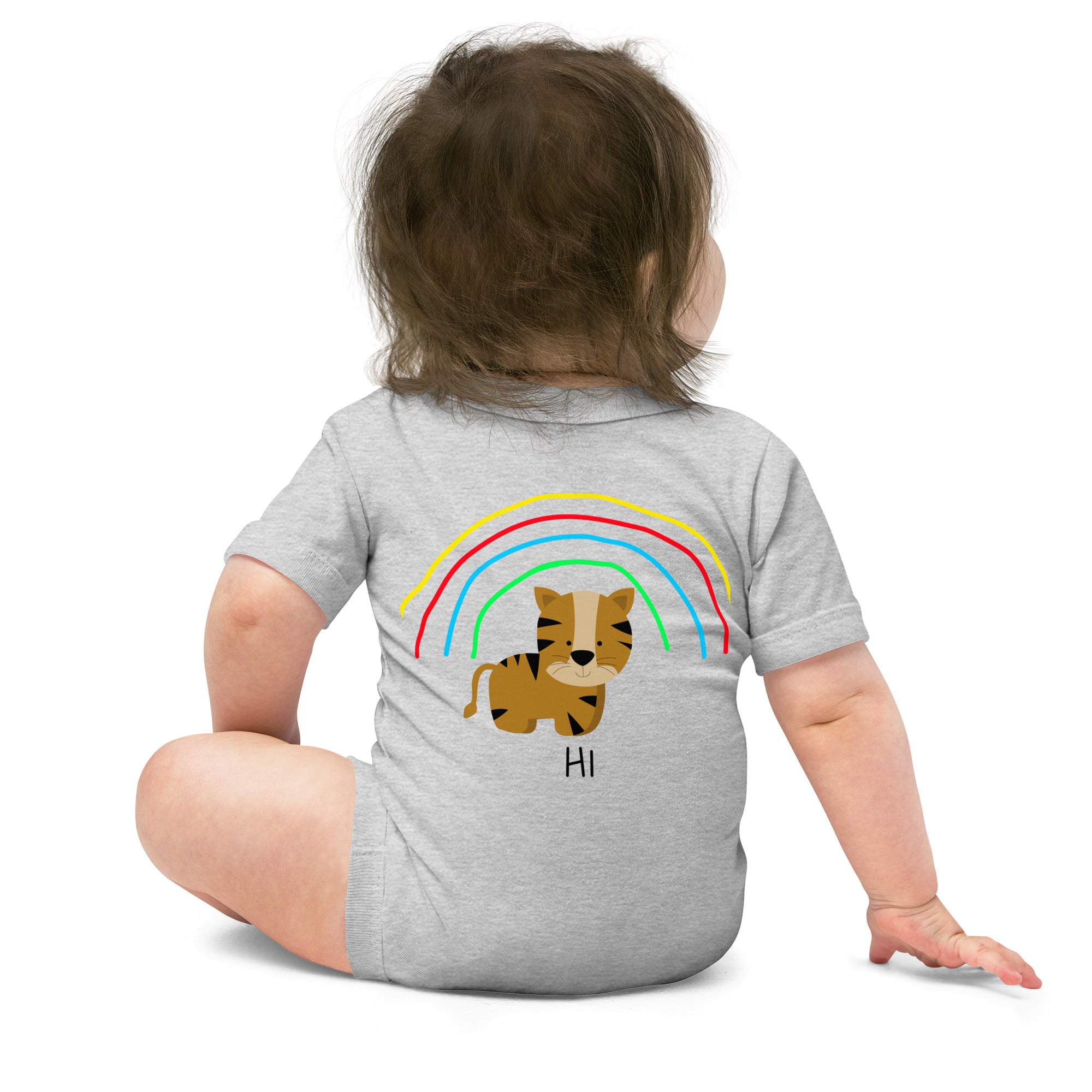 Rainbow tiger - Baby short sleeve one piece (back print)