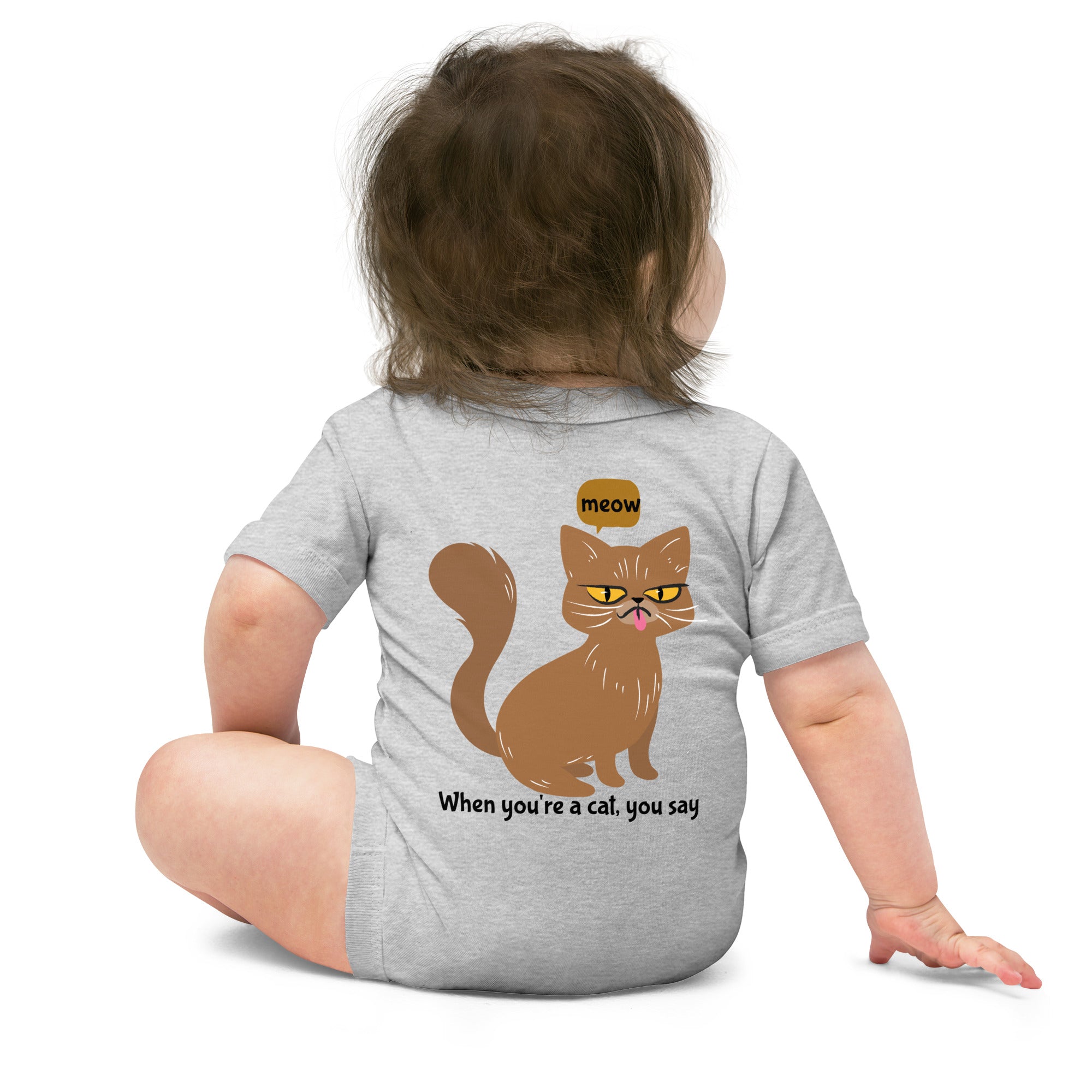 Meow - Baby short sleeve one piece (back print)