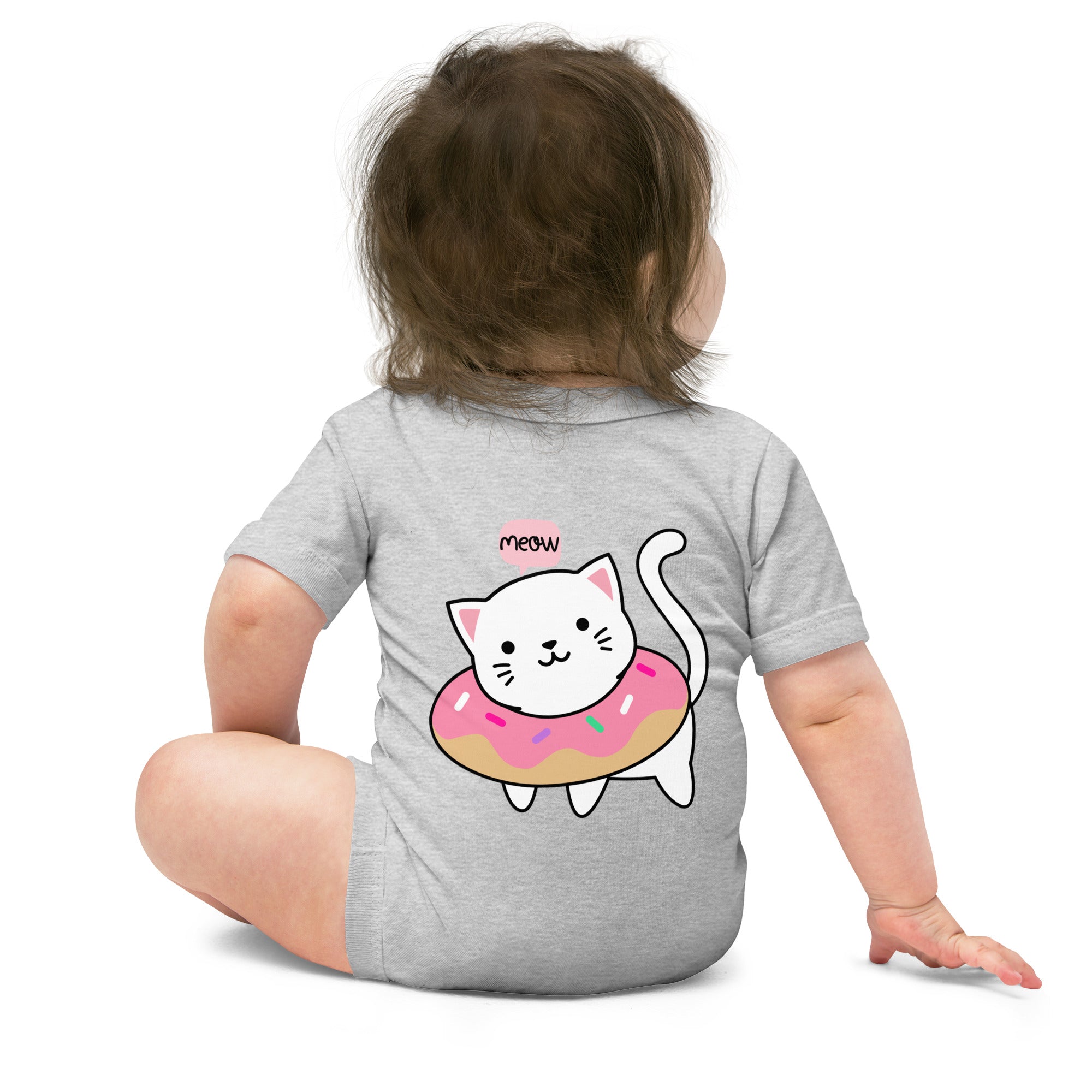 Meow v2 - Baby short sleeve one piece (back print)