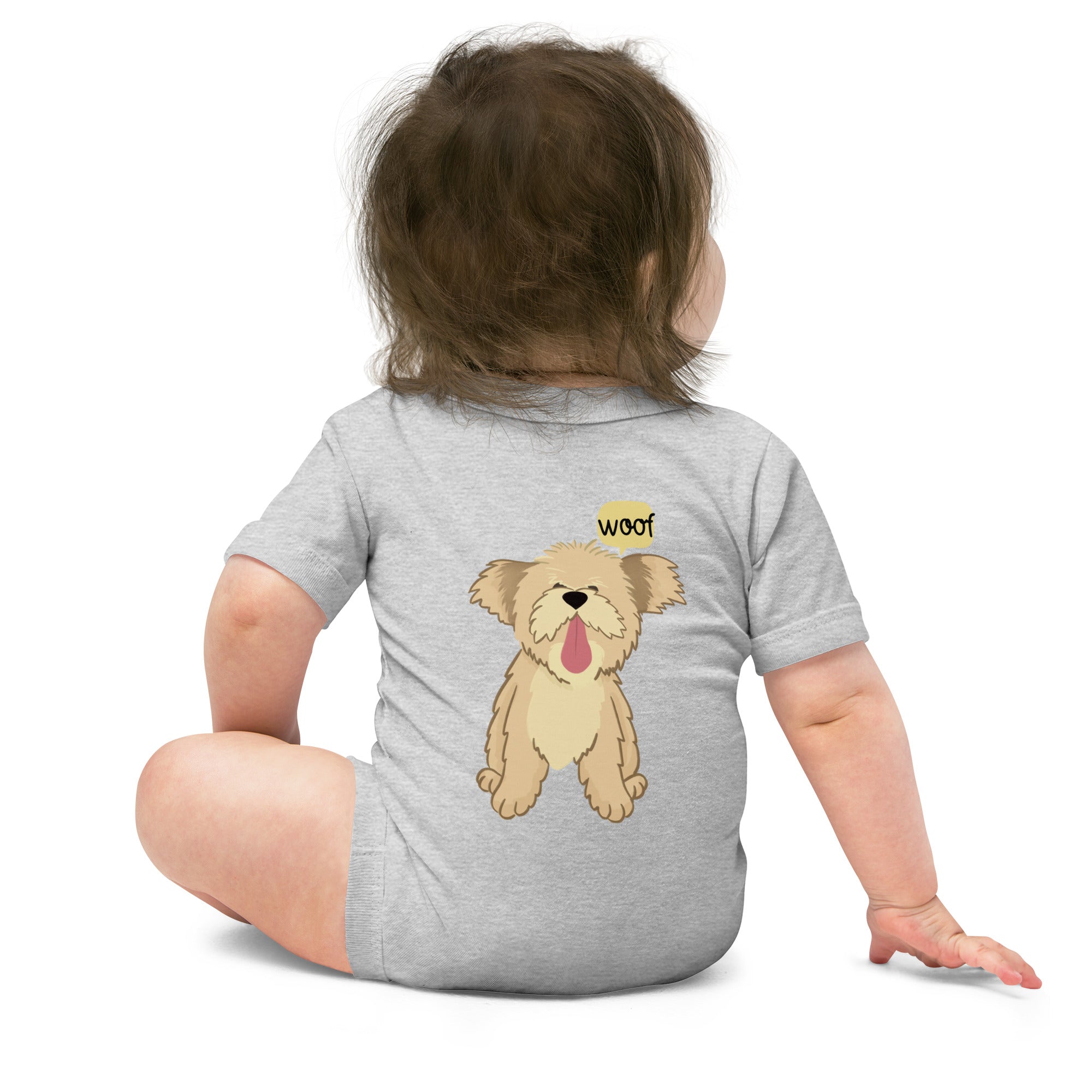 Woof v1 - Baby short sleeve one piece (back print)