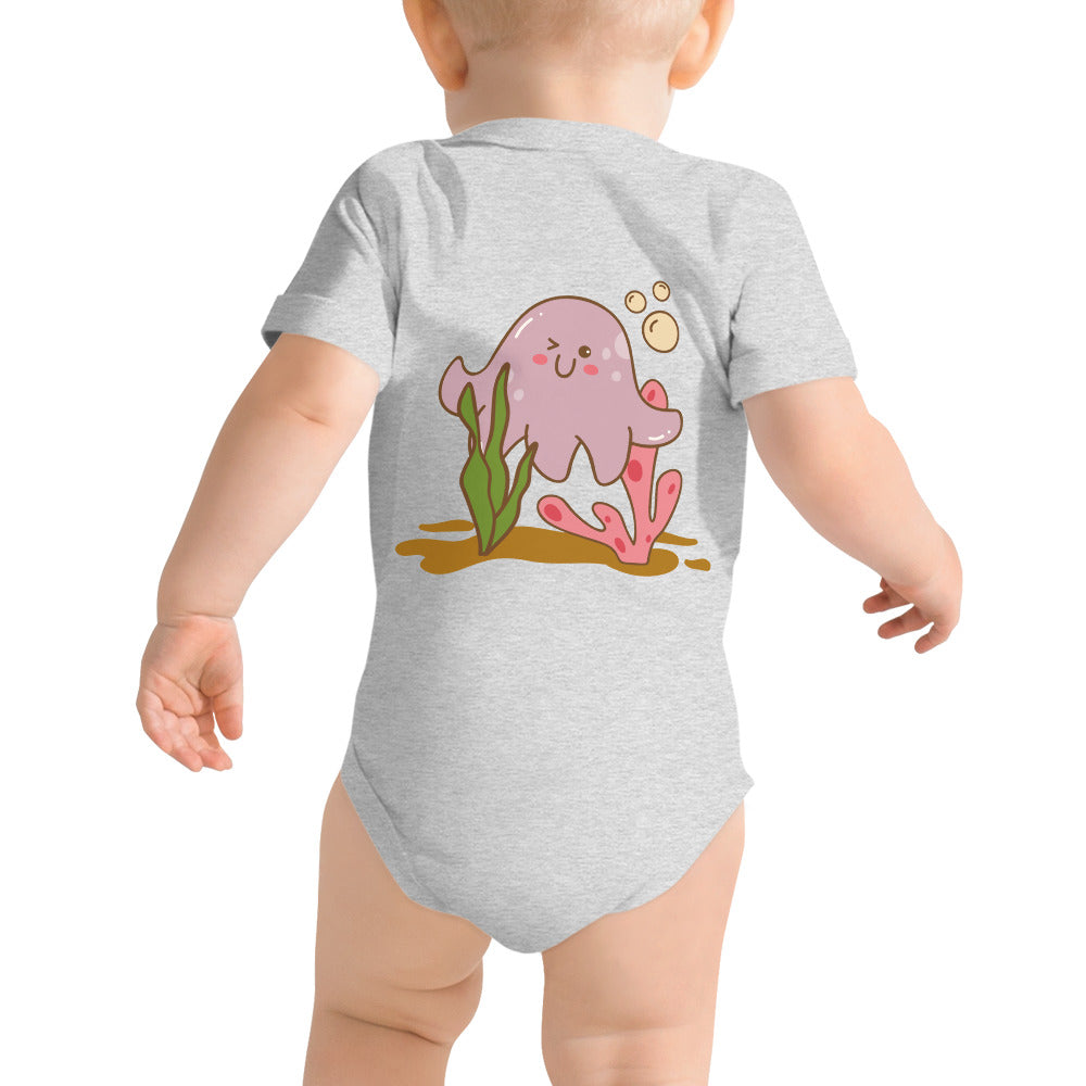 Kawaii sea creature - Baby short sleeve one piece (back print)