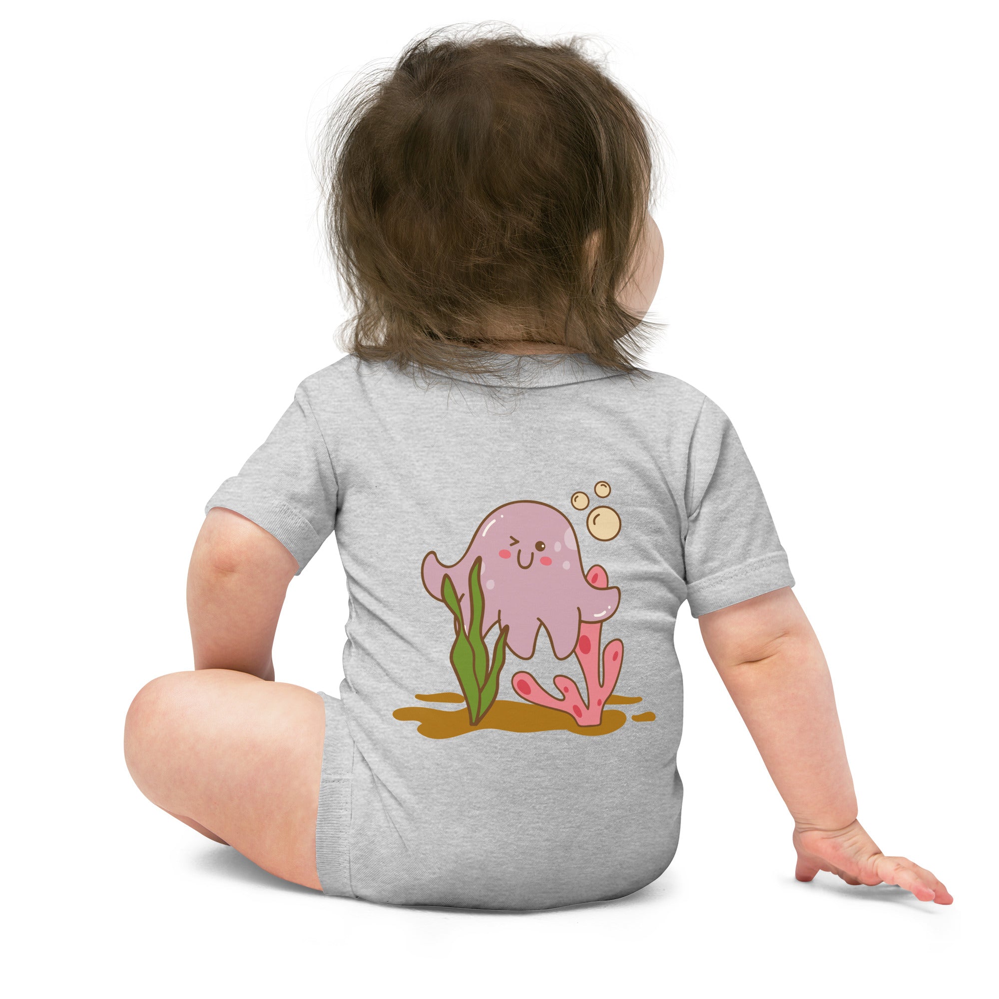 Kawaii sea creature - Baby short sleeve one piece (back print)