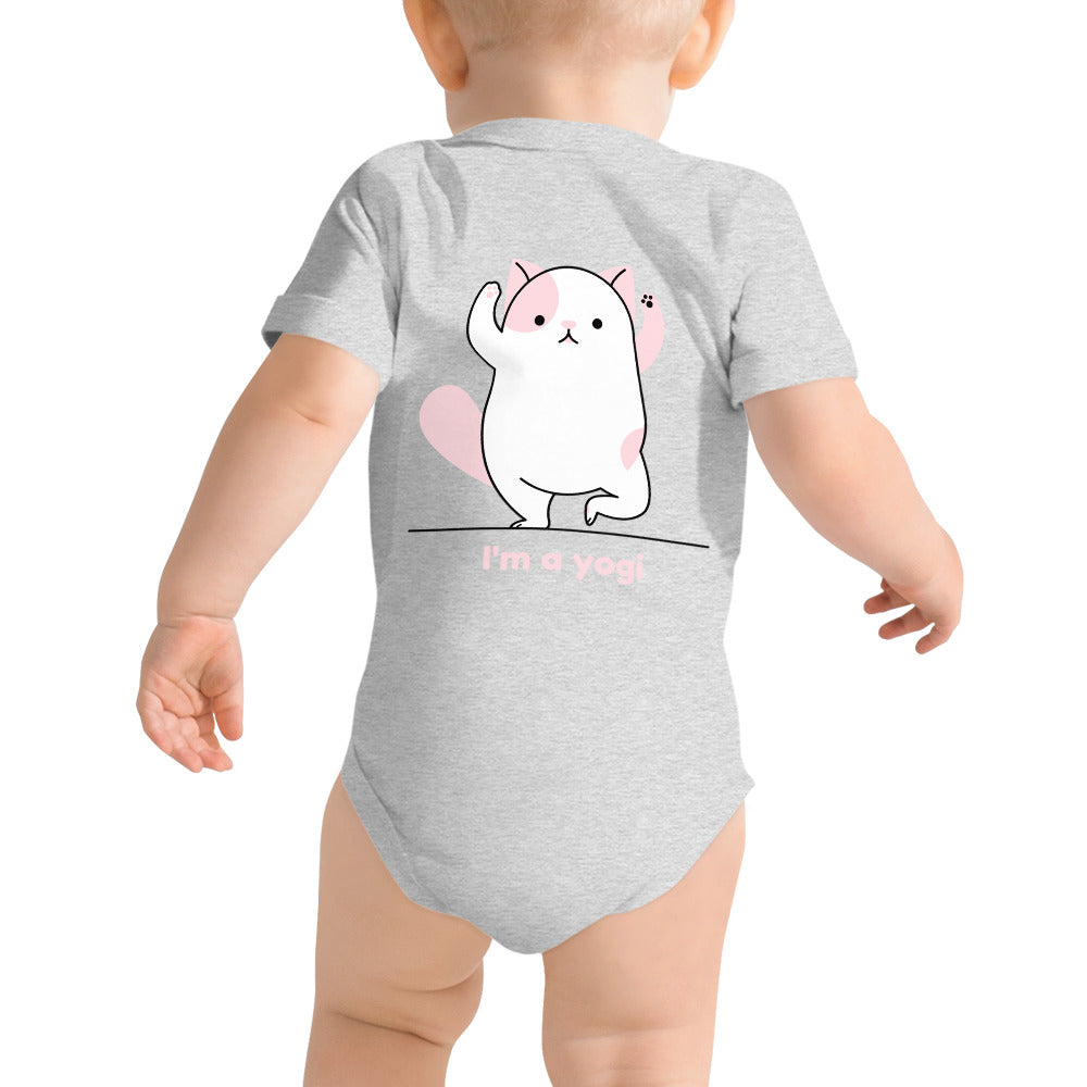 Meow Yogi - Baby short sleeve one piece (back print)