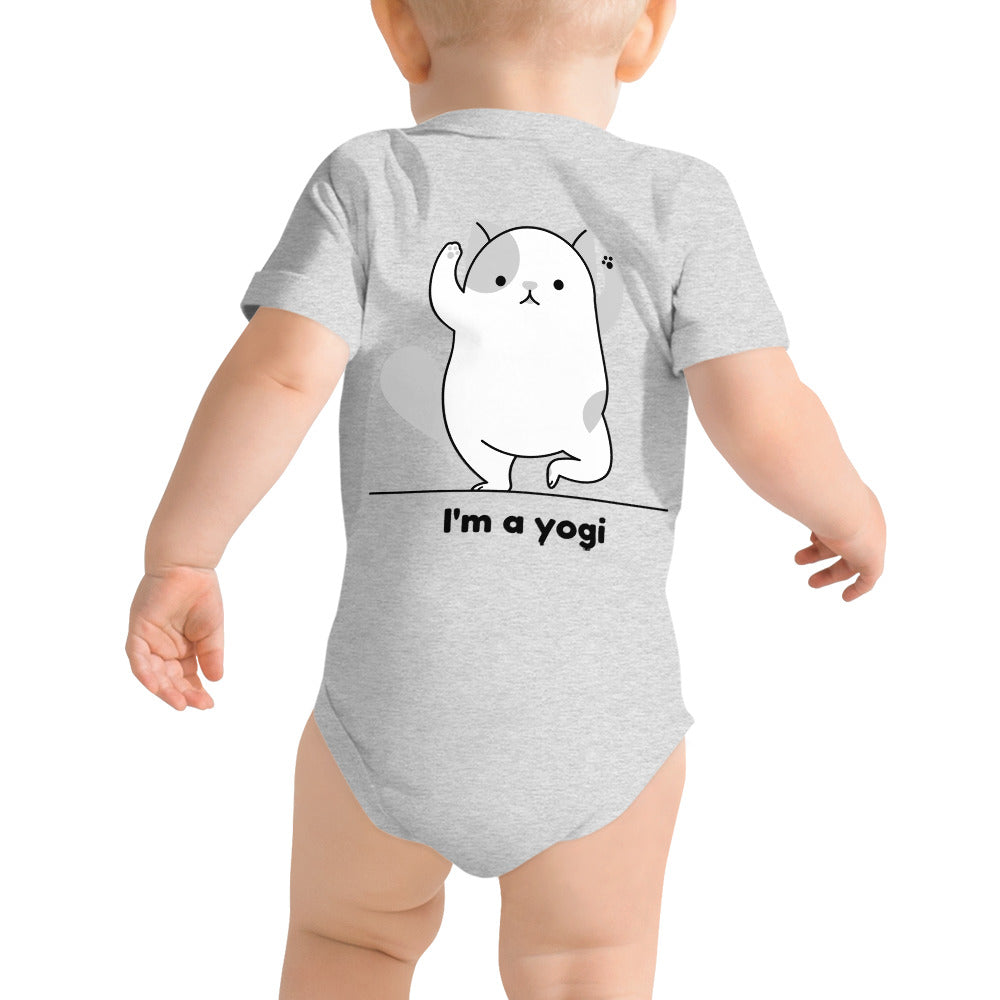 Meow Yogi - Baby short sleeve one piece (back print)