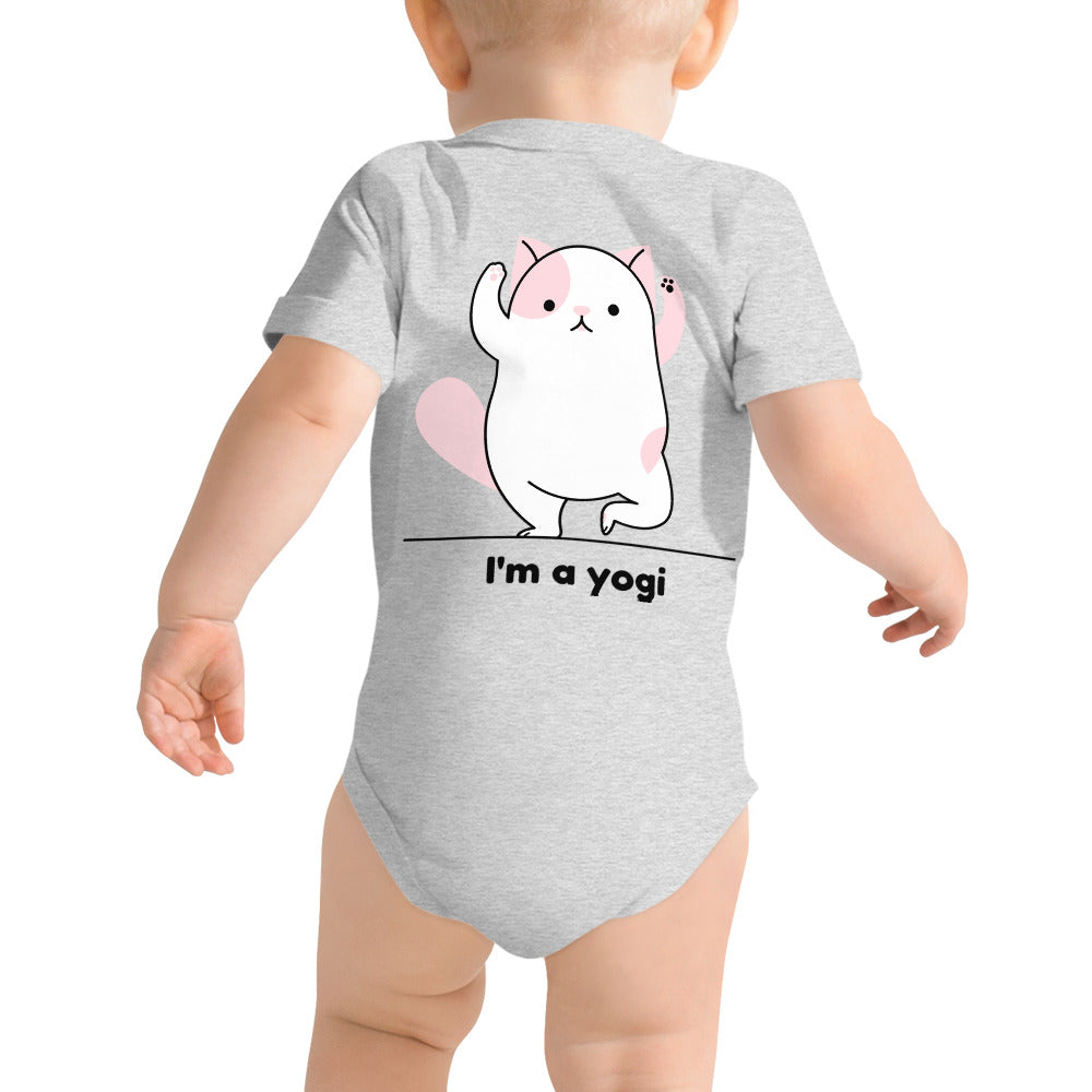 Meow Yogi - Baby short sleeve one piece (back print)