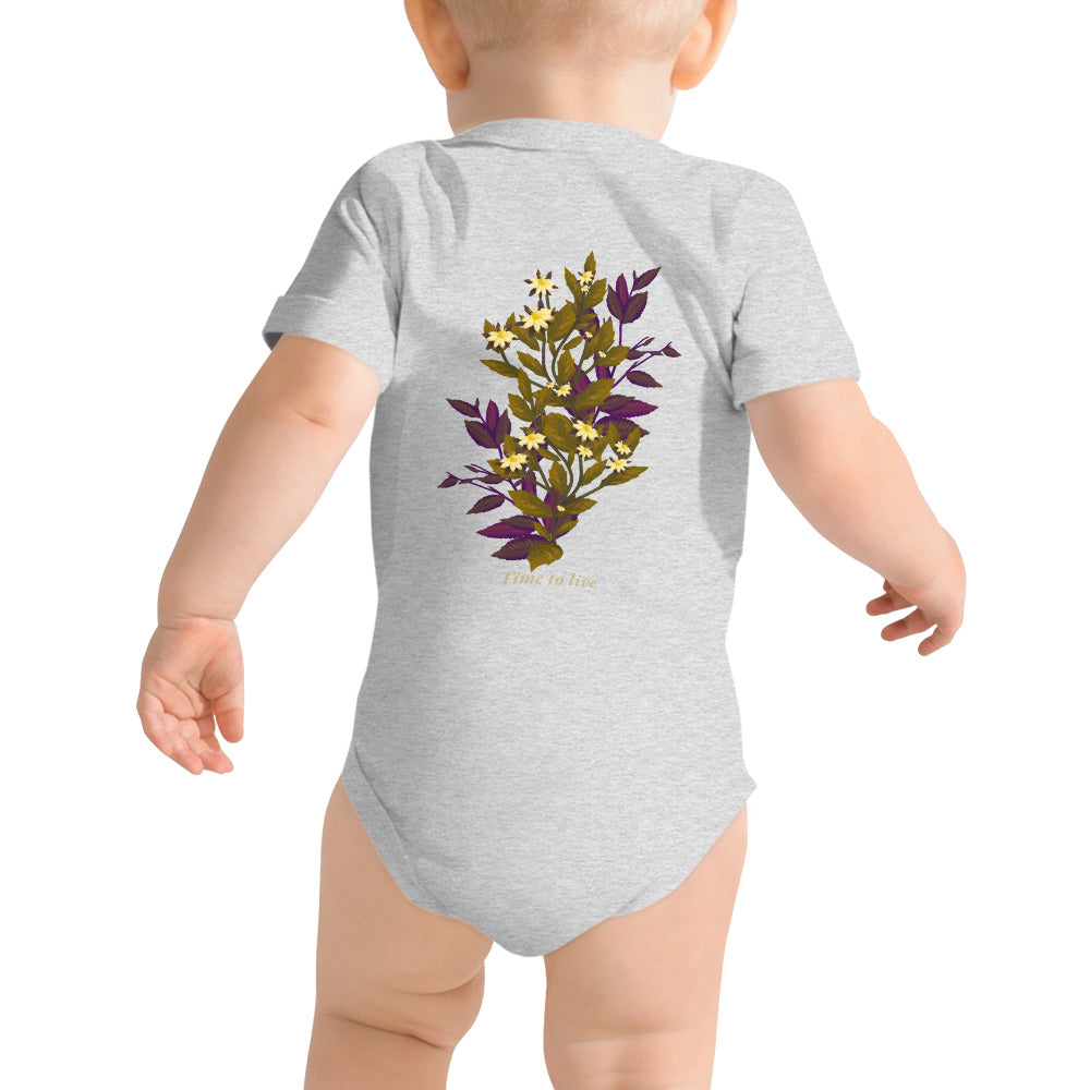 botanical illustration - Baby short sleeve one piece (back print)