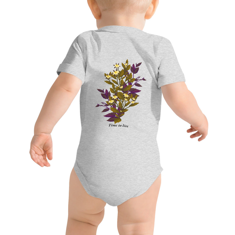 botanical illustration - Baby short sleeve one piece (back print)