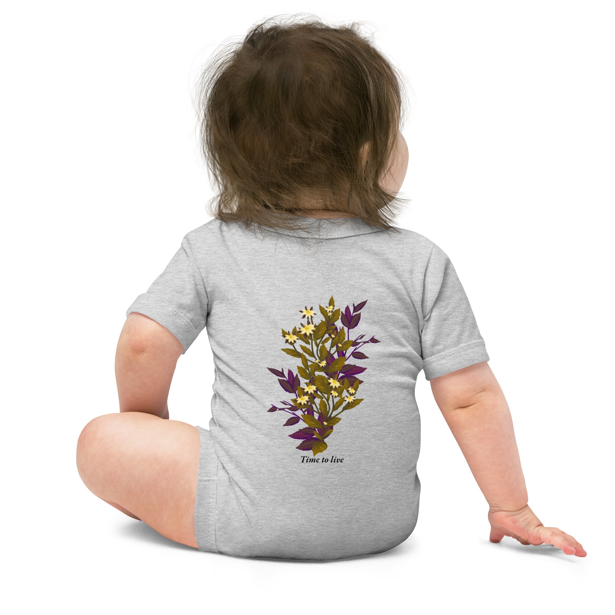 botanical illustration - Baby short sleeve one piece (back print)