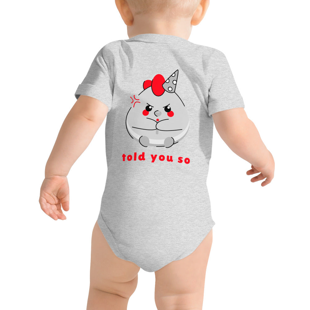 Told you so V - Baby short sleeve one piece (back print)