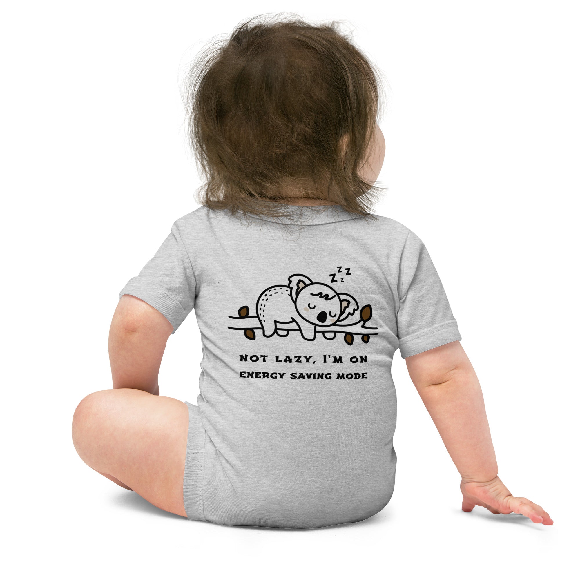 Not lazy, I'm on energy saving mode - Baby short sleeve one piece (back print)