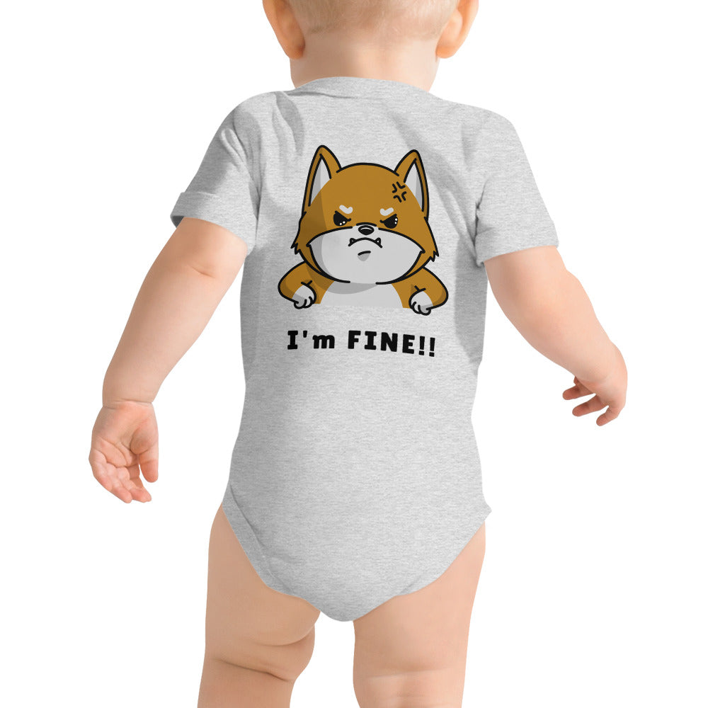 I'm fine - Baby short sleeve one piece (back print)