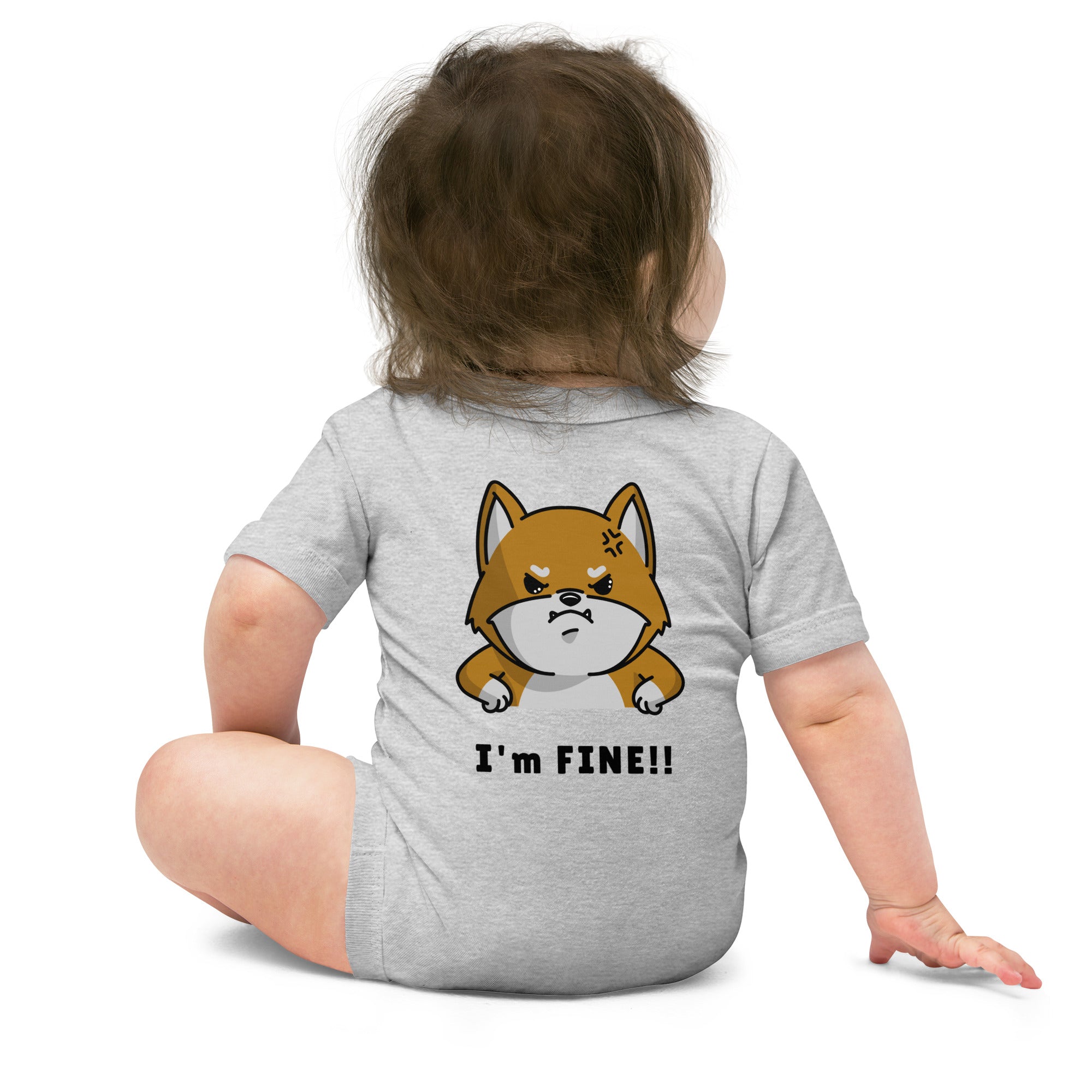 I'm fine - Baby short sleeve one piece (back print)