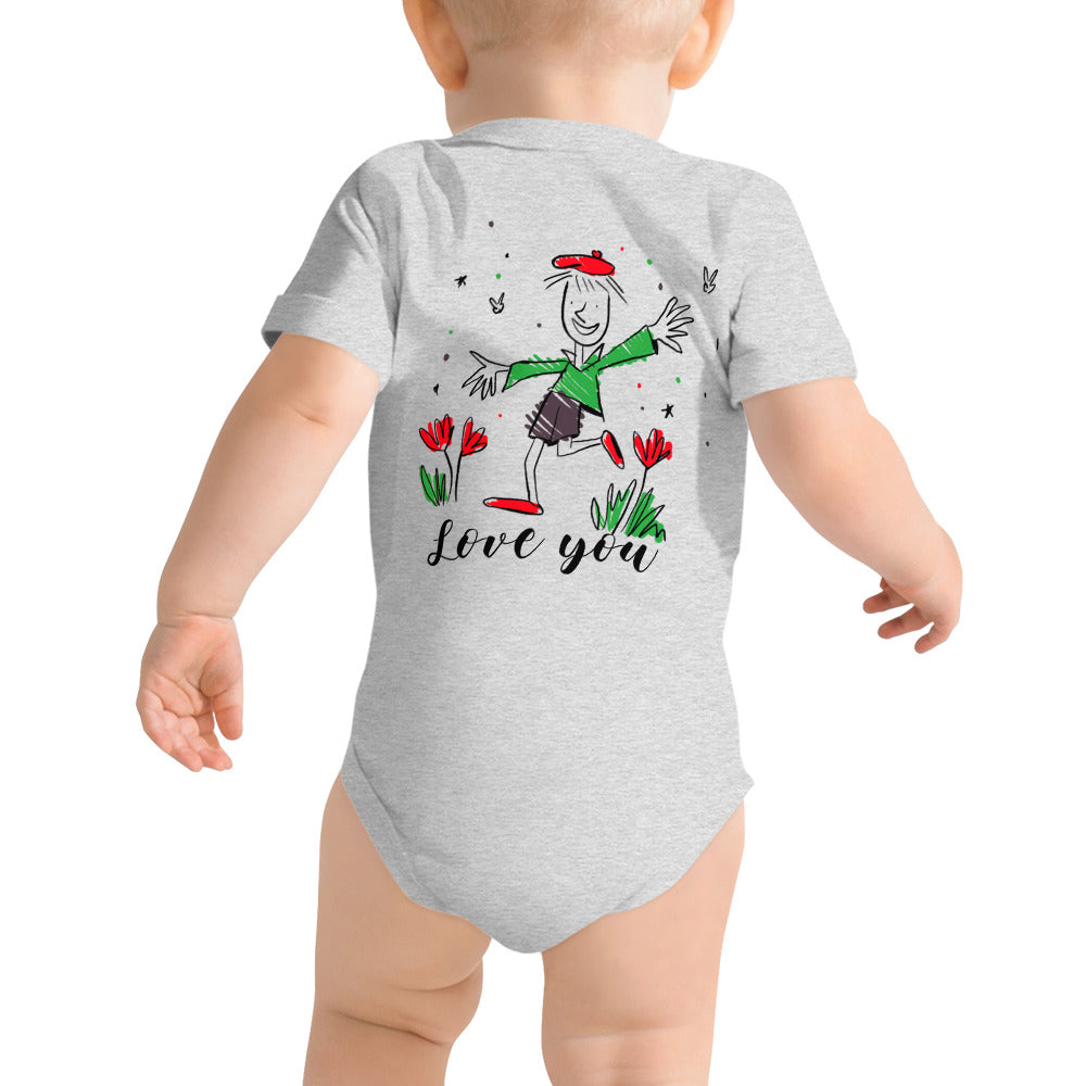 Love you - Baby short sleeve one piece (back print)