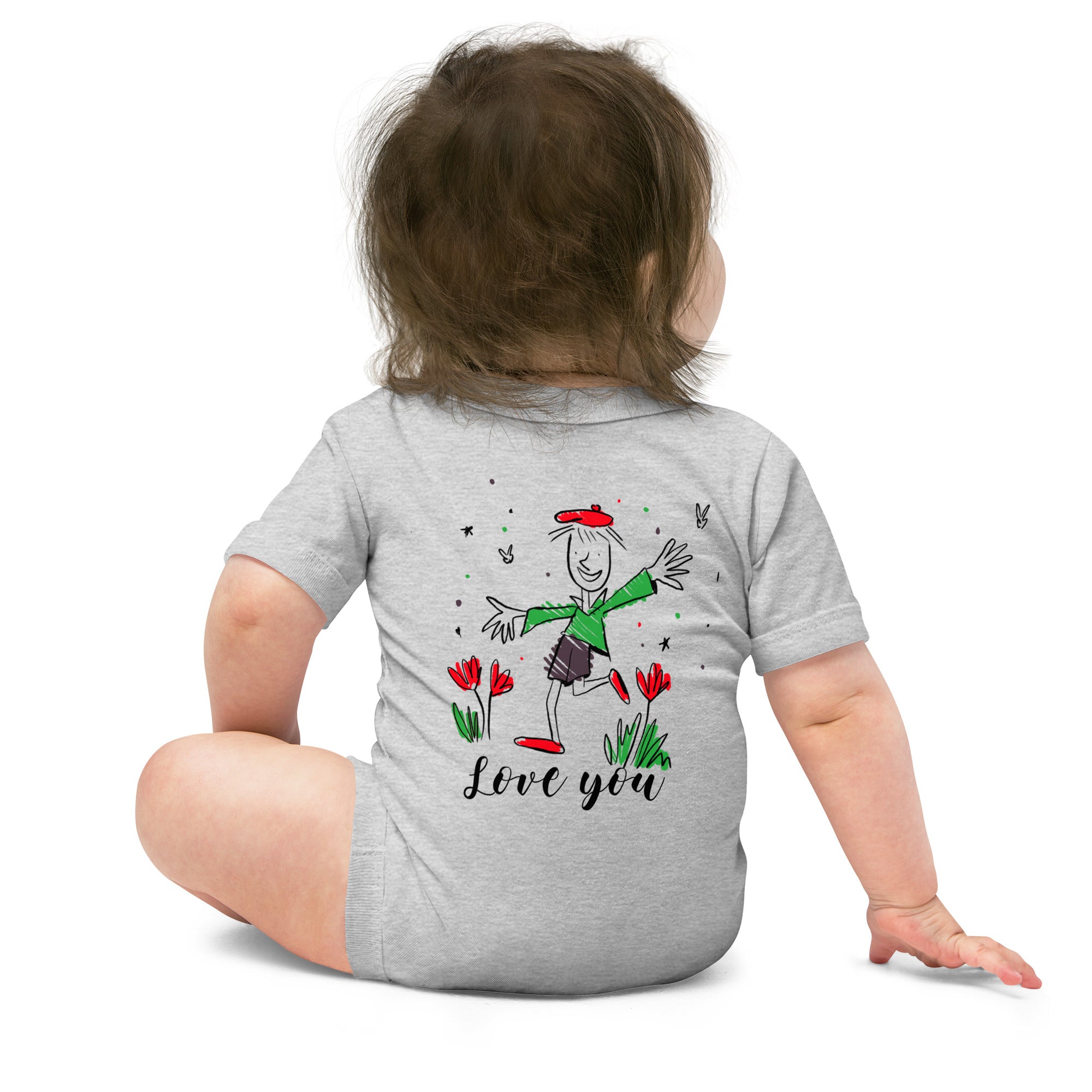 Love you - Baby short sleeve one piece (back print)