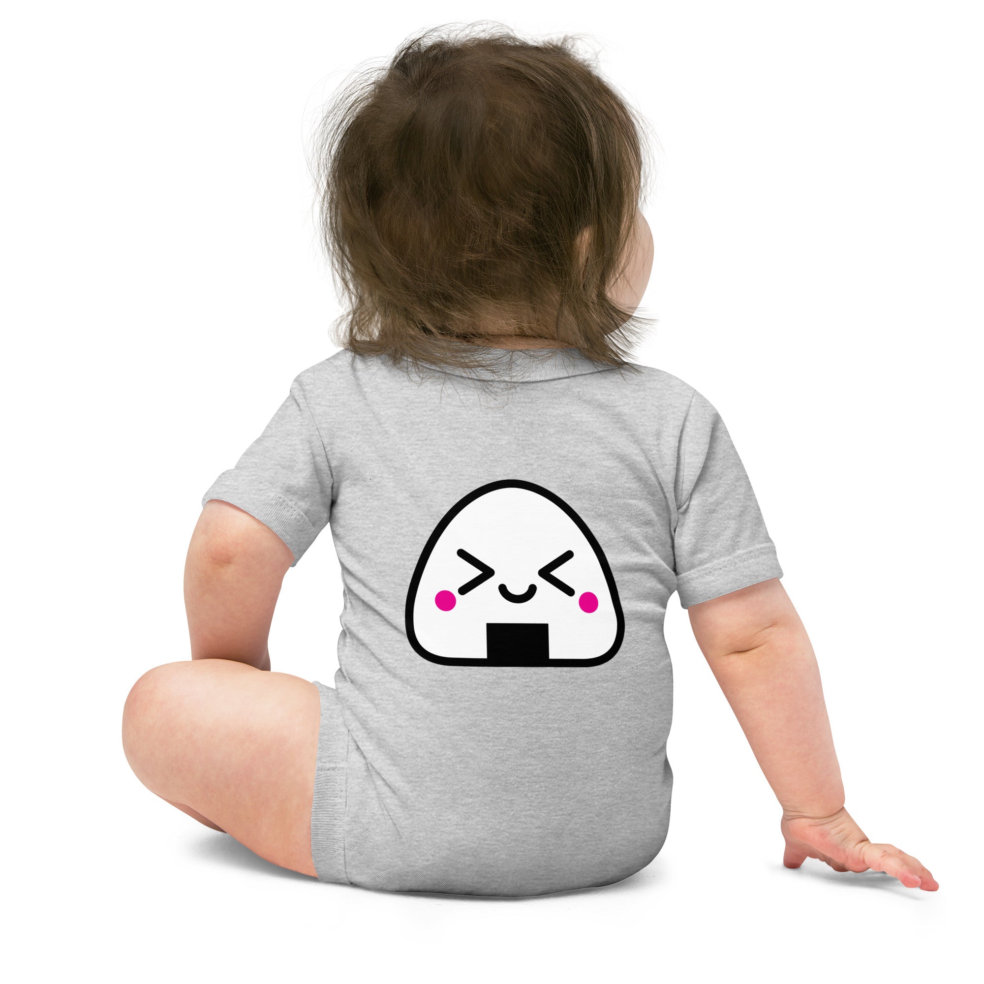 Kawaii Onigiri - Baby short sleeve one piece (back print)