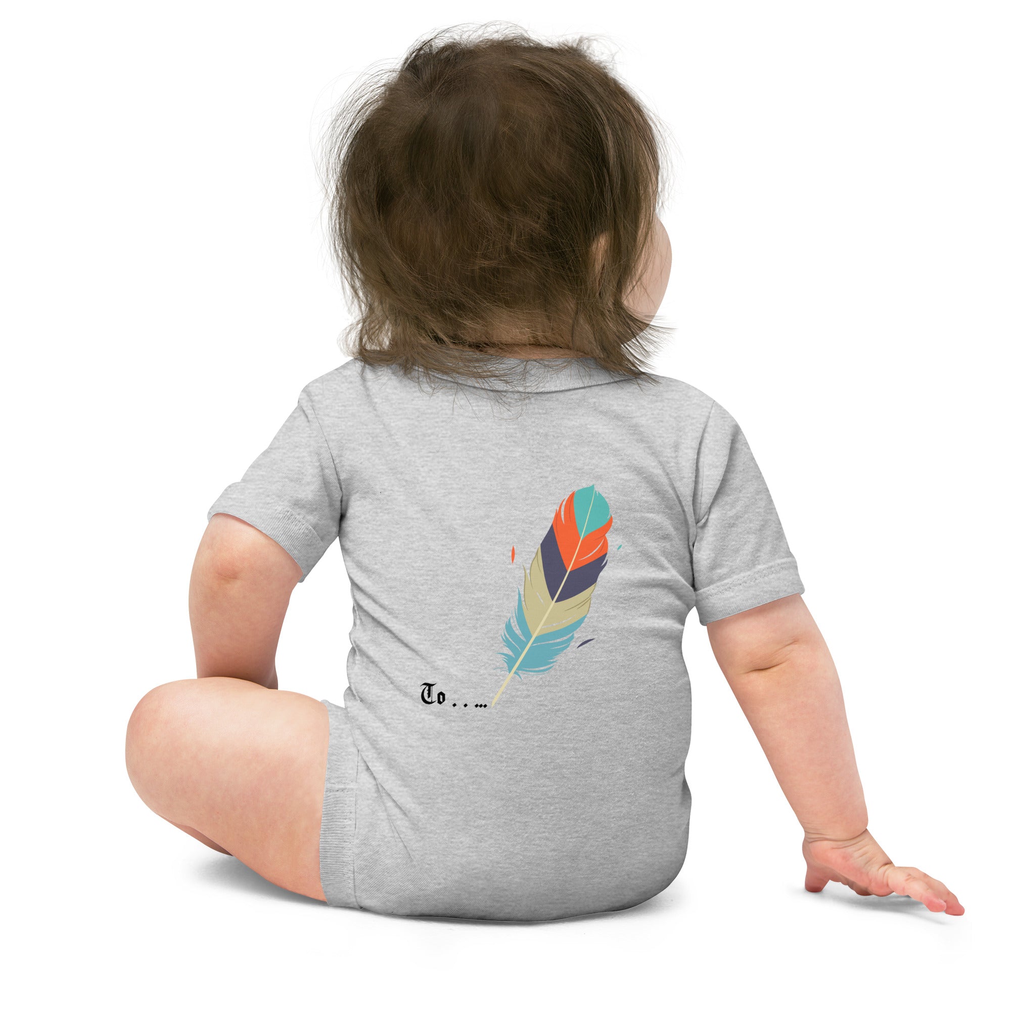 Feathers inspiration V2 - Baby short sleeve one piece (back print)