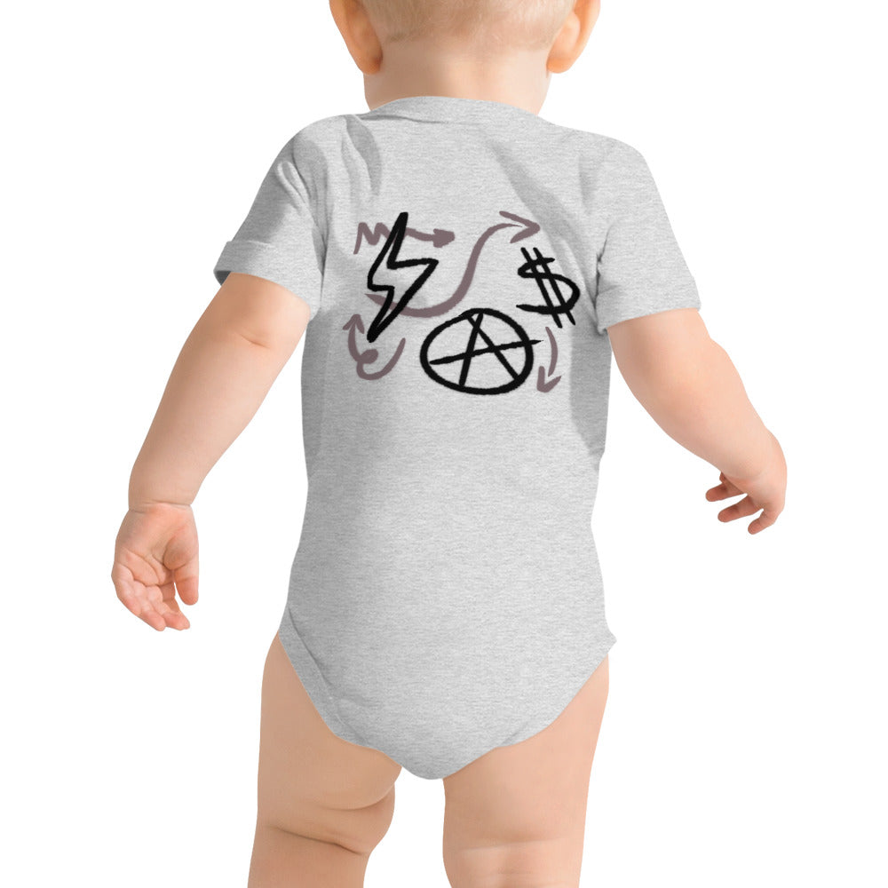 $ = $ - Baby short sleeve one piece (back print)