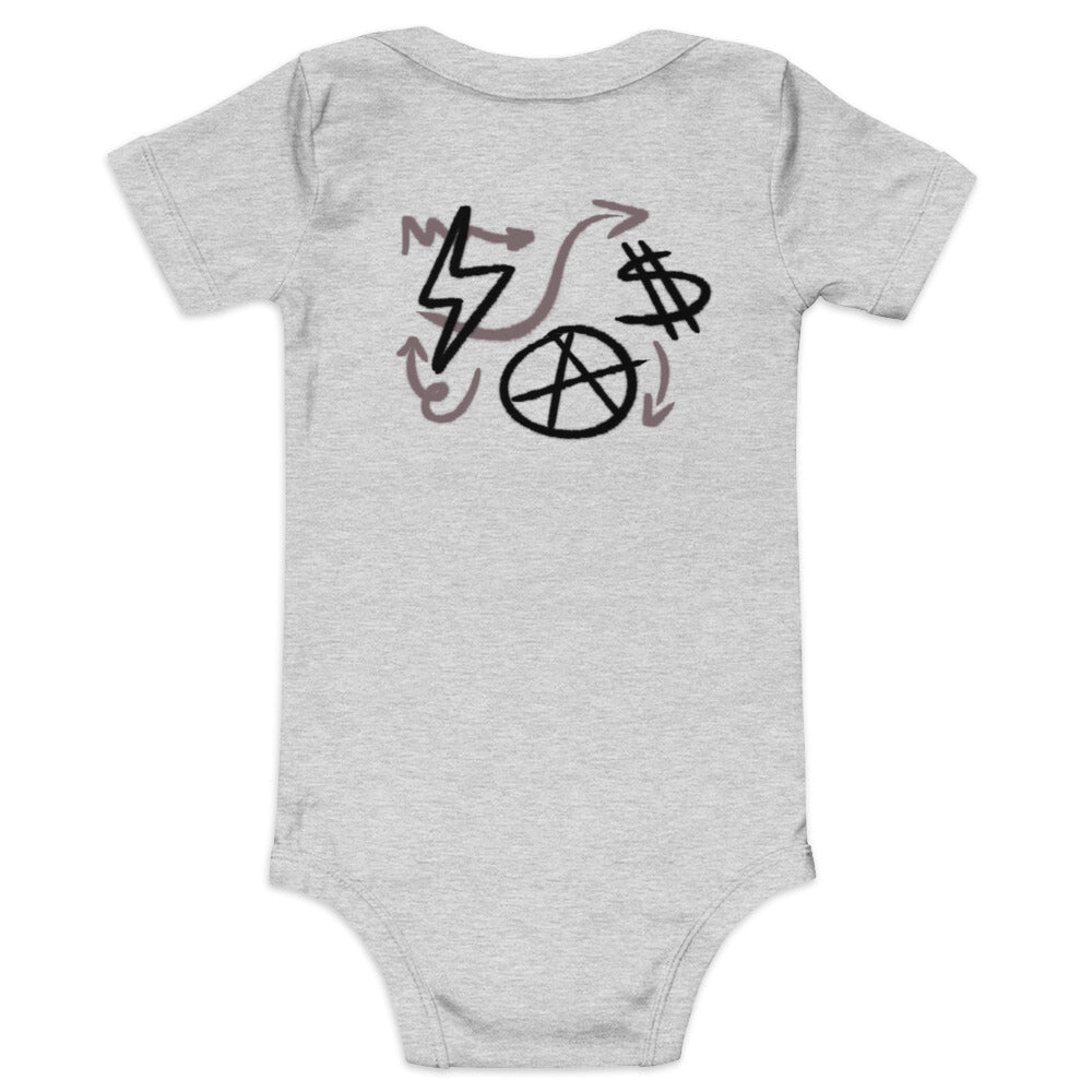 $ = $ - Baby short sleeve one piece (back print)