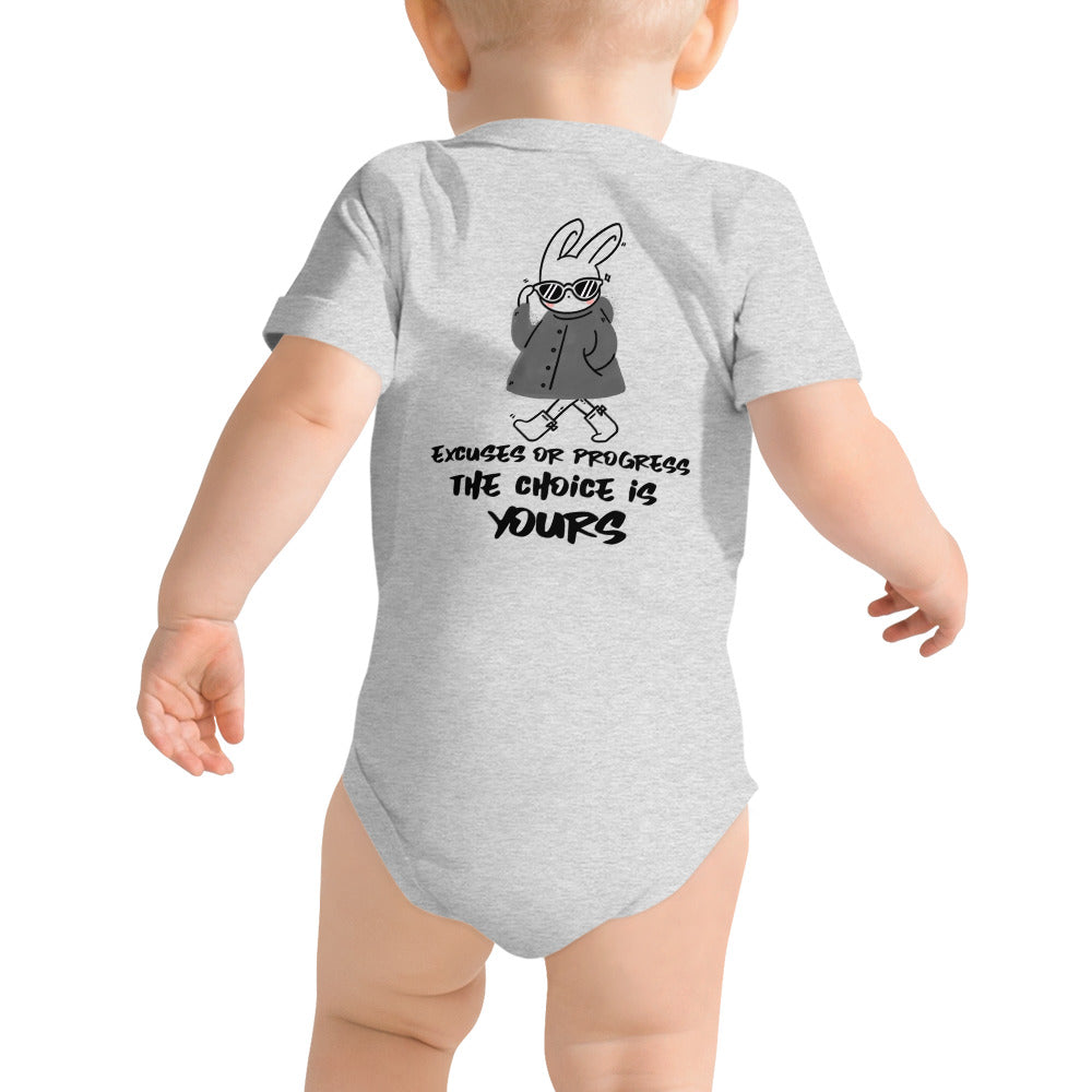 Excuses or Progress, the choice is yours  - Baby short sleeve one piece (back print)