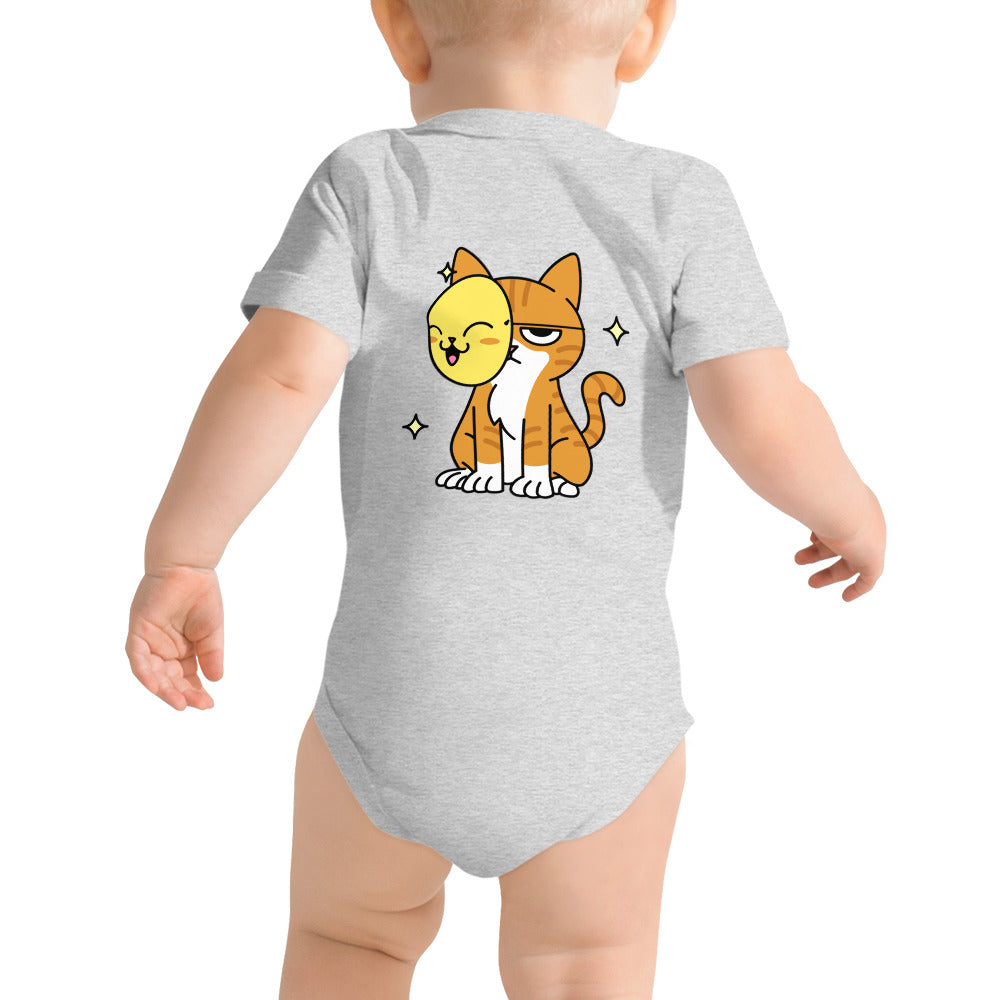 Meow at work - Baby short sleeve one piece (back print)