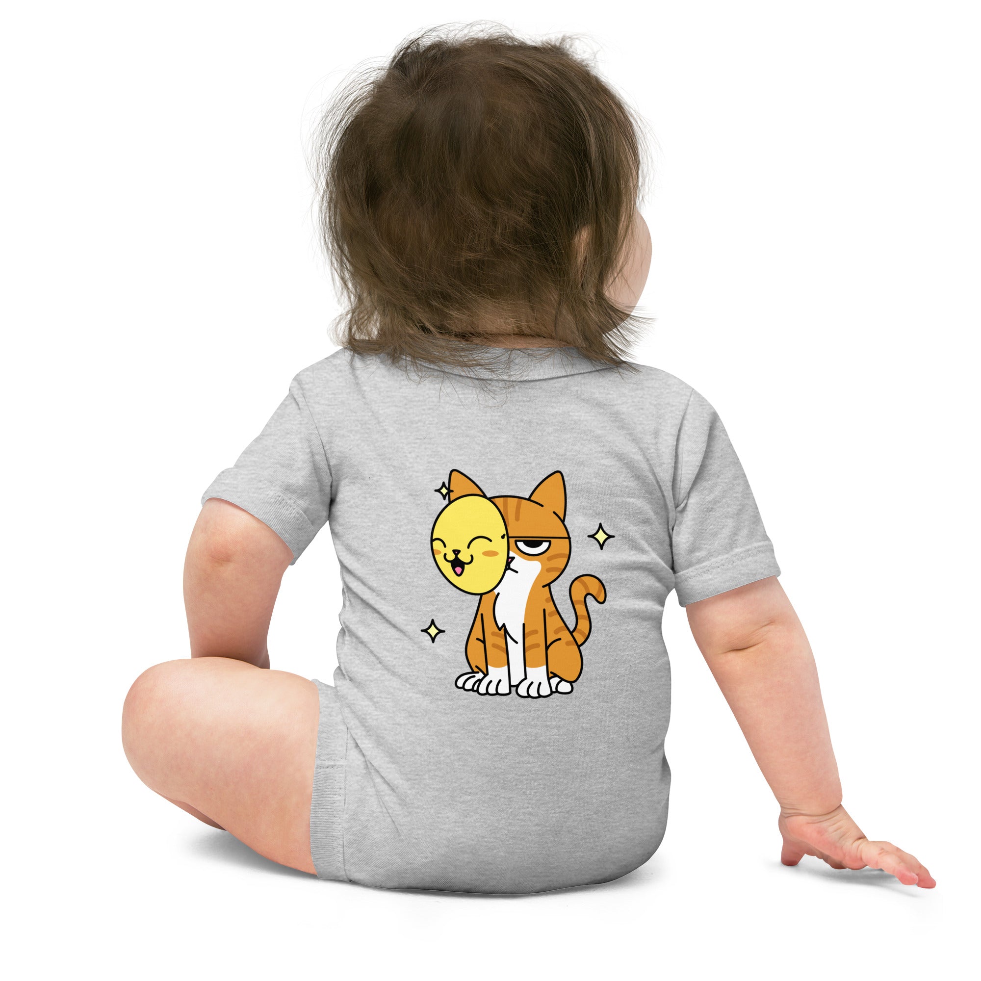 Meow at work - Baby short sleeve one piece (back print)