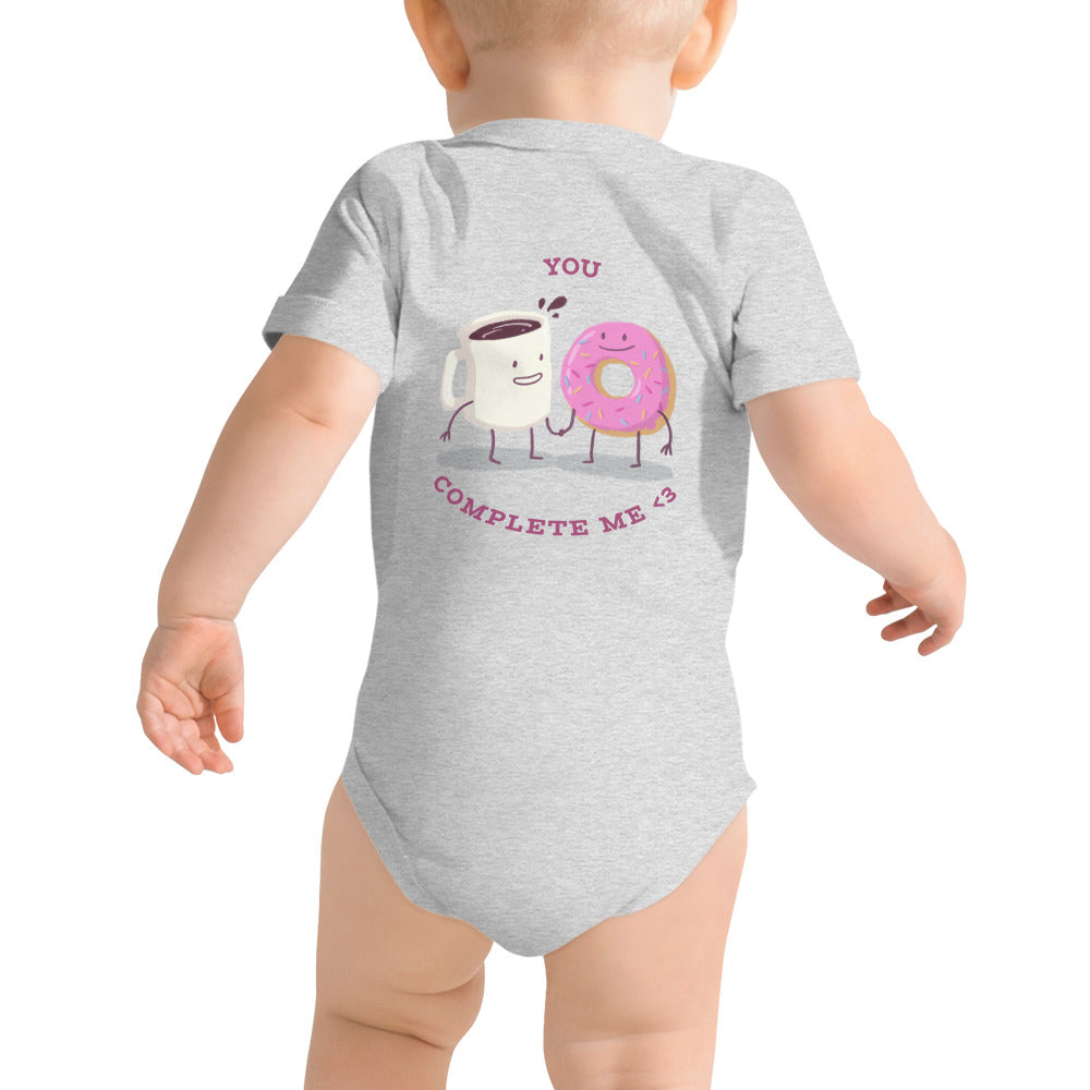 You complete me - Baby short sleeve one piece (back print)