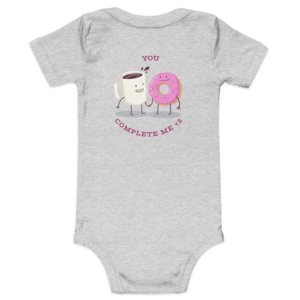 You complete me - Baby short sleeve one piece (back print)