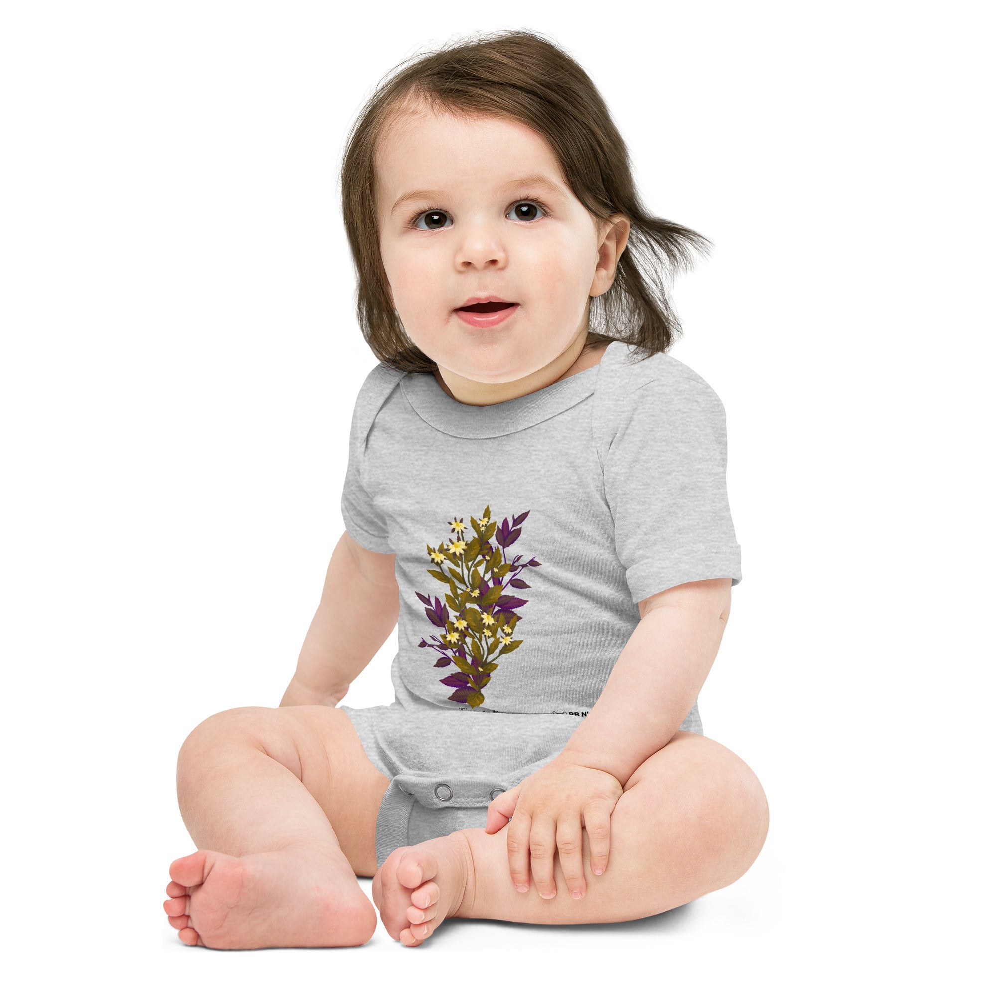 botanical illustration - Baby short sleeve one piece