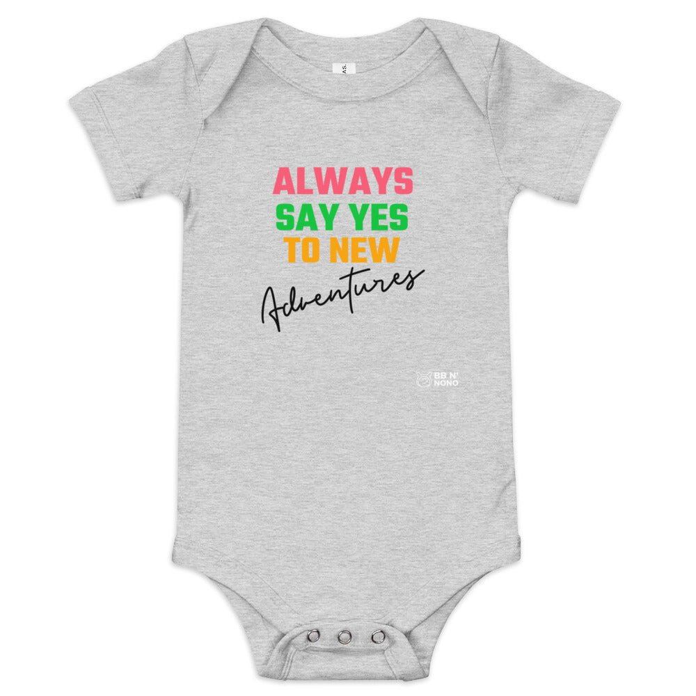 Always say yes to new, adventurer - Baby short sleeve one piece (rainbow)