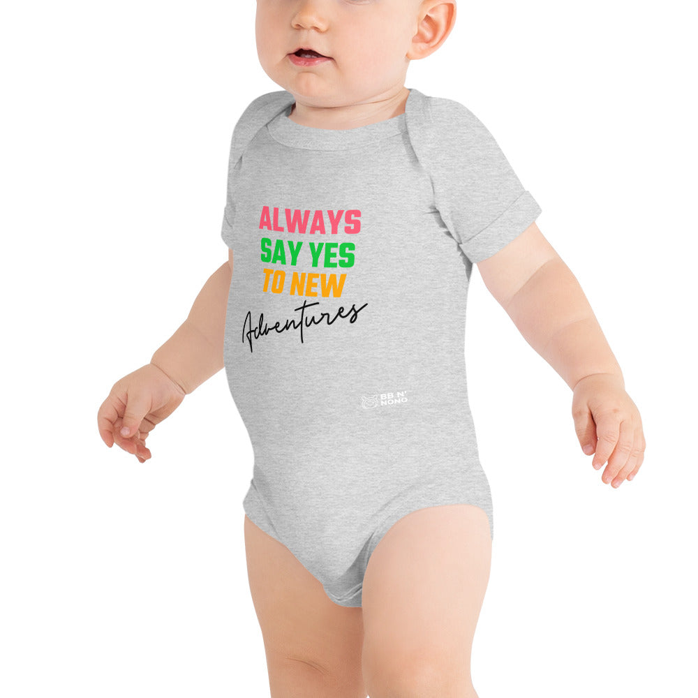 Always say yes to new, adventurer - Baby short sleeve one piece (rainbow)