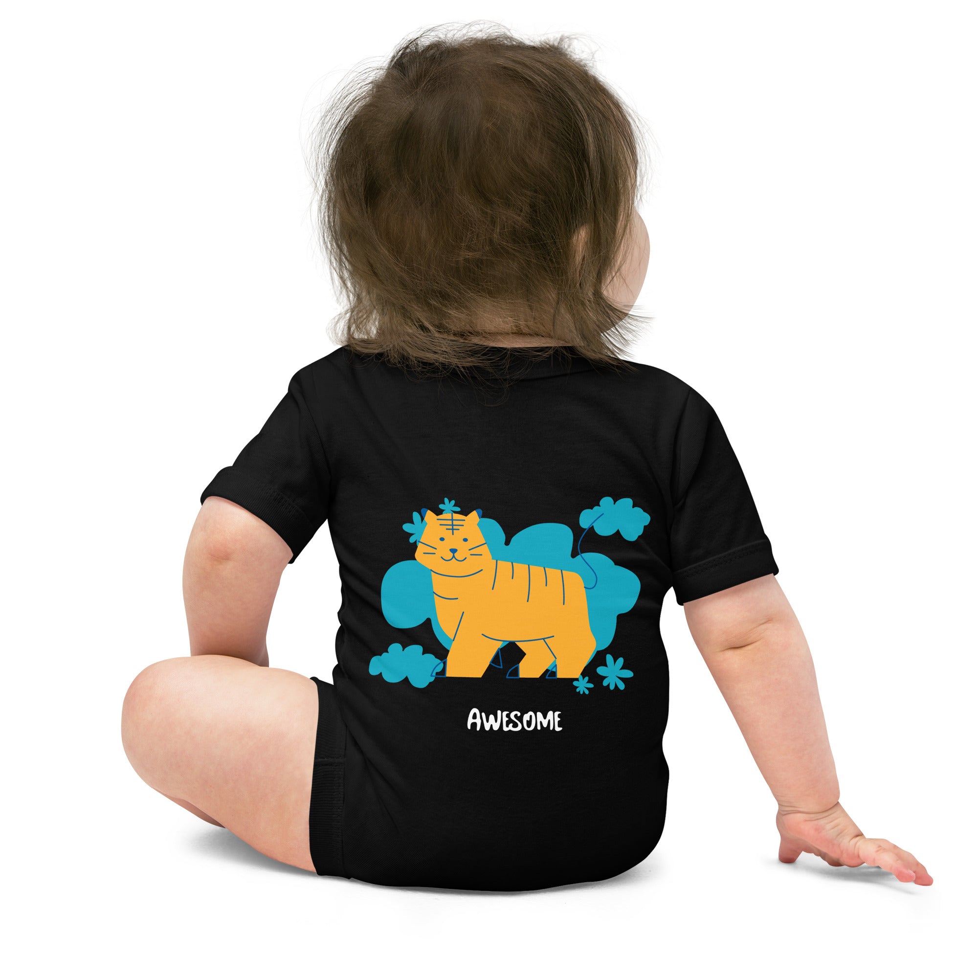 Awesome tiger - Baby short sleeve one piece (back print)