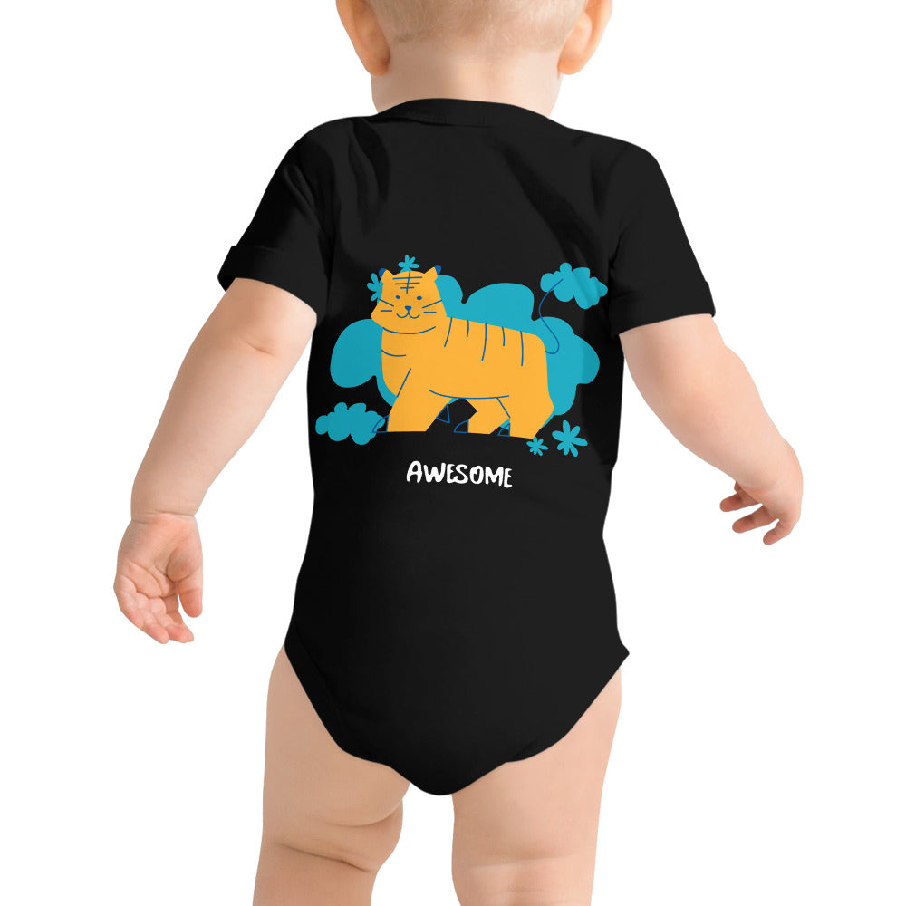 Awesome tiger - Baby short sleeve one piece (back print)