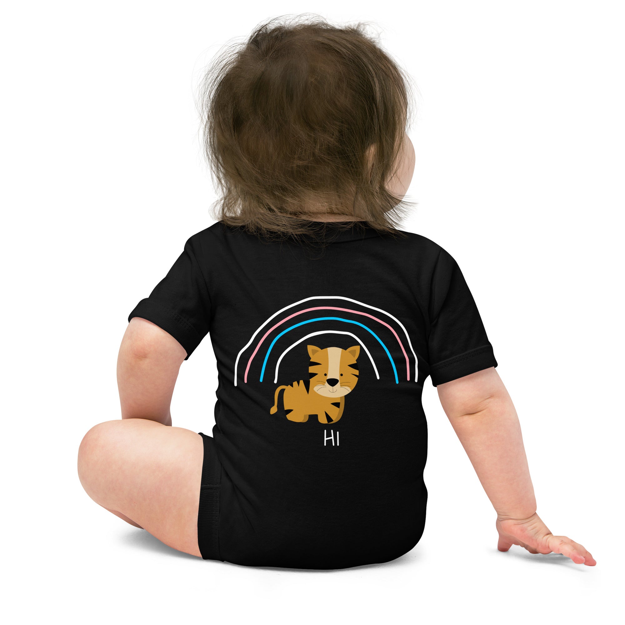 Rainbow tiger - Baby short sleeve one piece (back print)