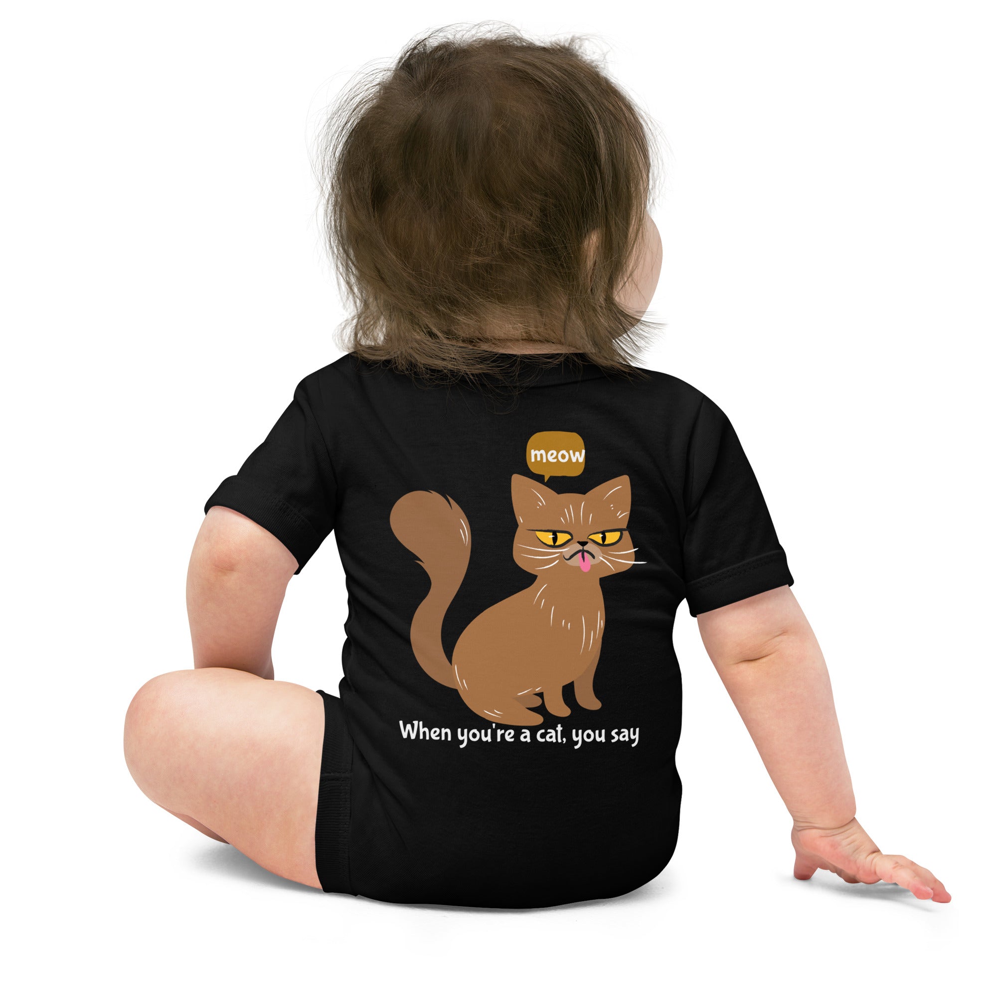 Meow - Baby short sleeve one piece (back print)