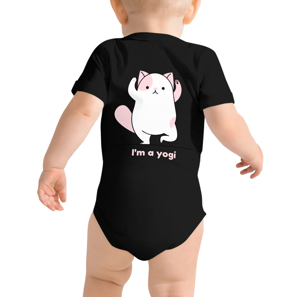 Meow Yogi - Baby short sleeve one piece (back print)