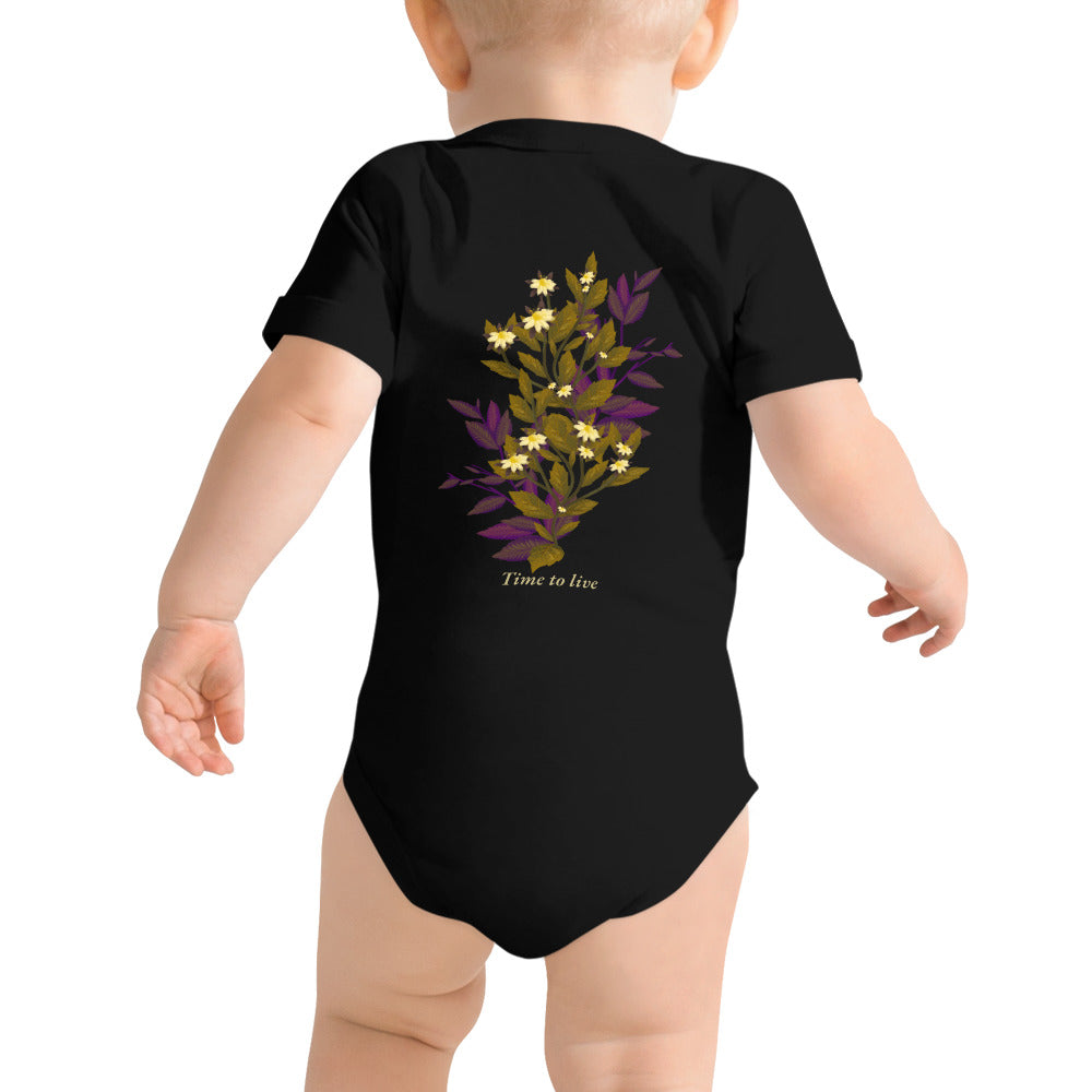 botanical illustration - Baby short sleeve one piece (back print)