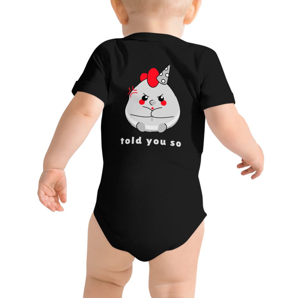 Told you so V - Baby short sleeve one piece (back print)