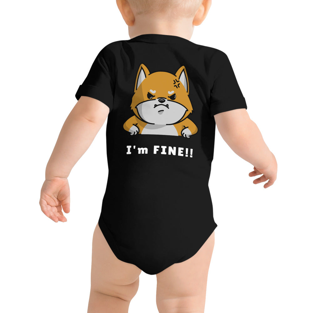 I'm fine - Baby short sleeve one piece (back print)