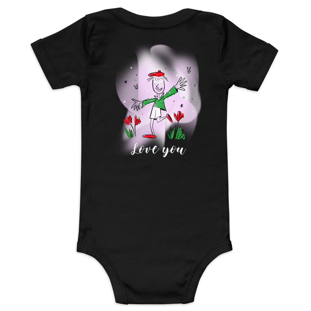 Love you - Baby short sleeve one piece (back print)