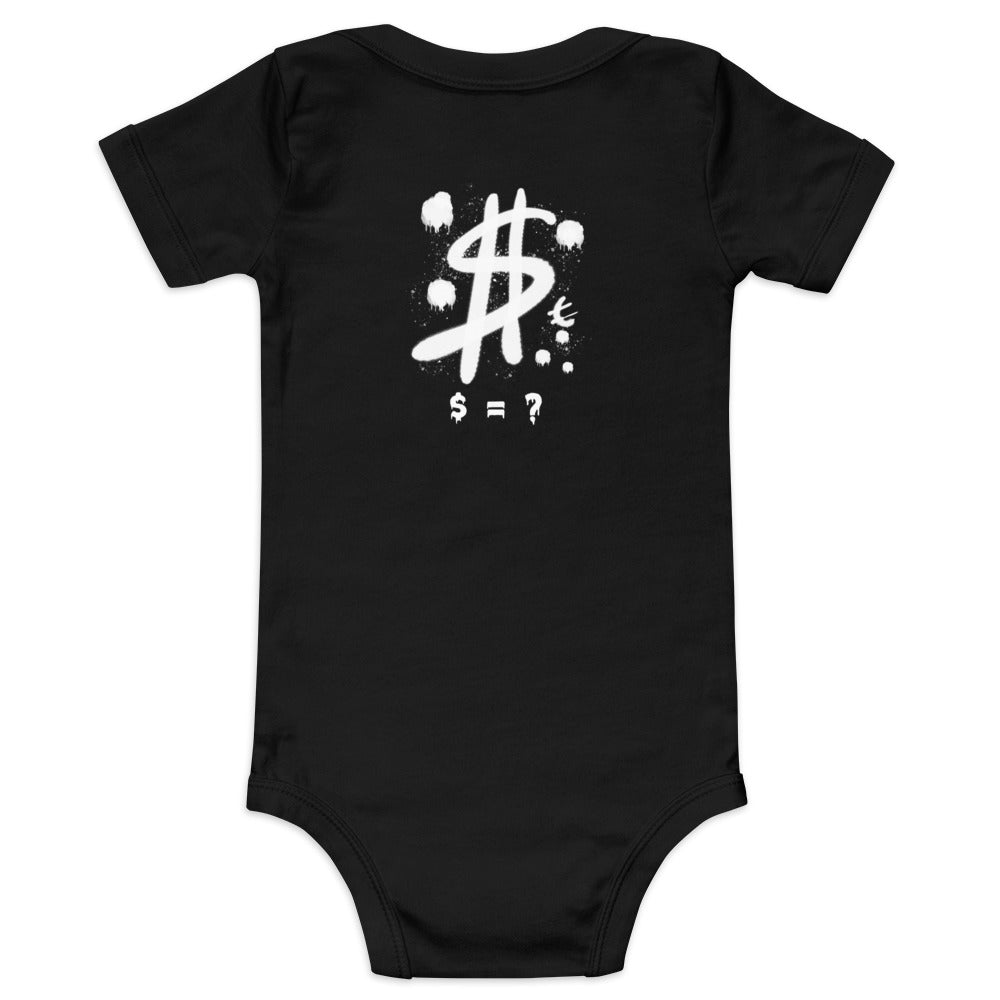 $ = ? - Baby short sleeve one piece (back print)