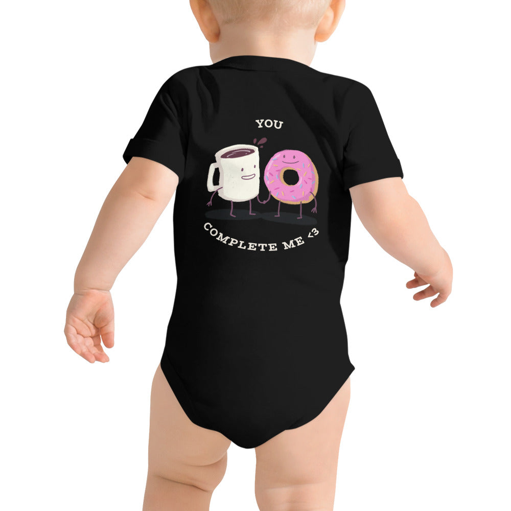 You complete me - Baby short sleeve one piece (back print)
