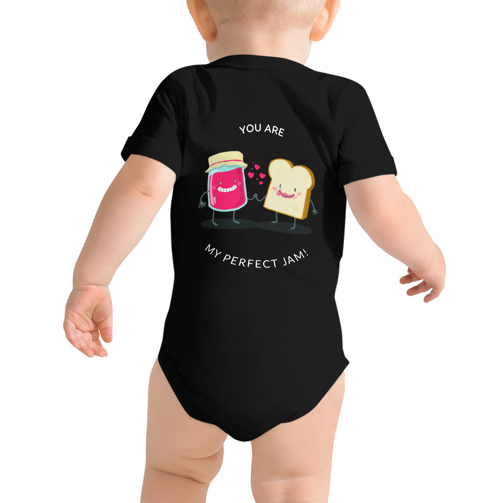 You are my perfect jam - Baby short sleeve one piece (back print)